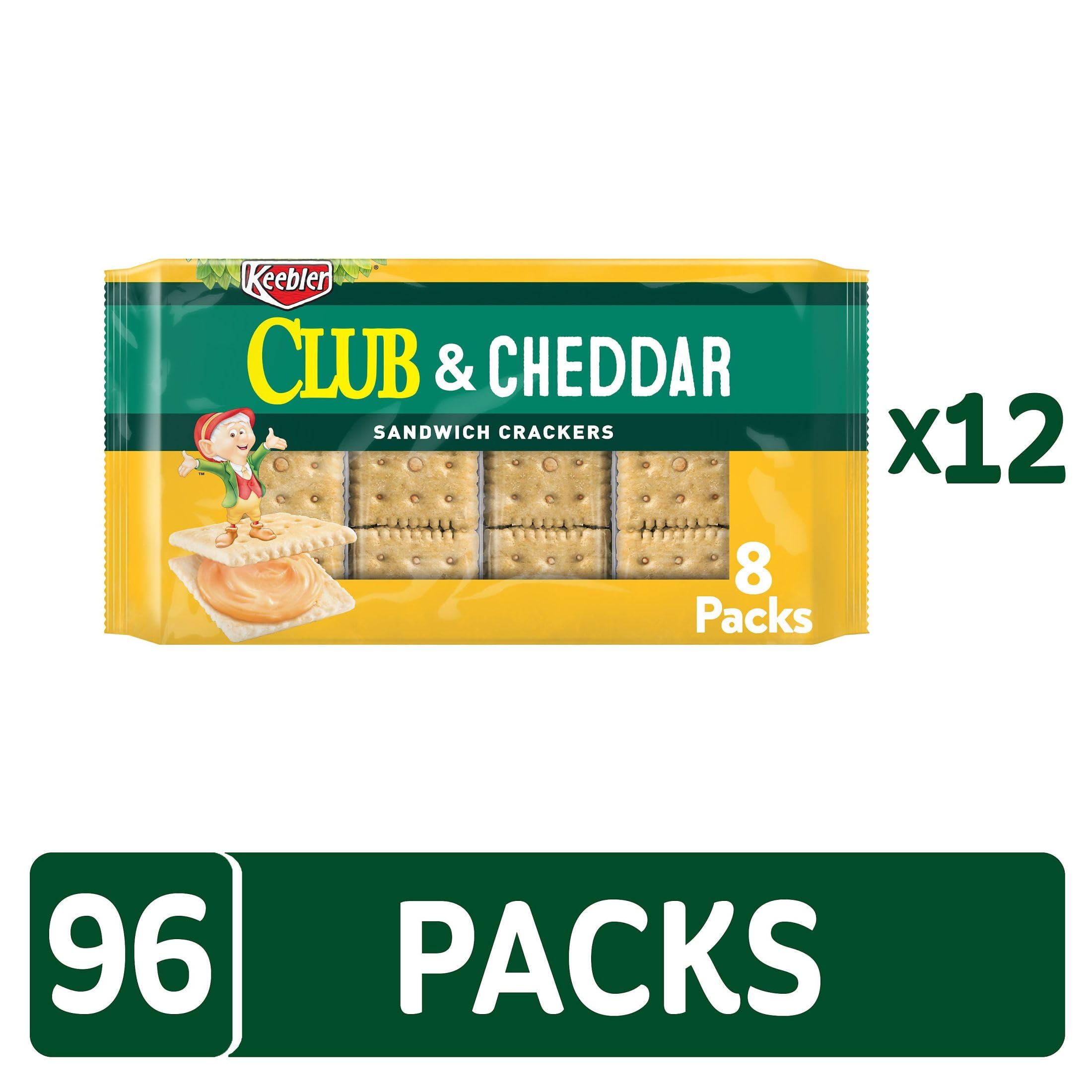 Keebler Sandwich Crackers - 96 Single Serve Packs with Club & Cheddar Cheese - Perfect for Lunch Boxes, School Snacks, Office Breaks & On-the-Go Treats