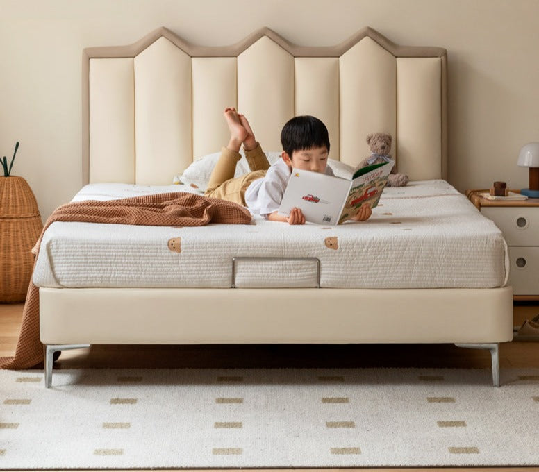 Organic Leather Kids Castle Bed - Cream Style | Safe & Durable Toddler Bed for Boys & Girls | Perfect for Bedrooms, Playrooms & Fantasy Themed Decor