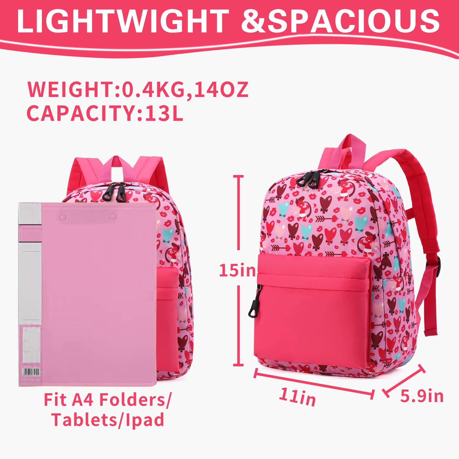 Toddler Backpack for Boys & Girls - Cute Preschool Backpack with Adjustable Chest Strap (Heart Arrow Design) - Perfect for Daycare, Travel & Kindergarten Essentials