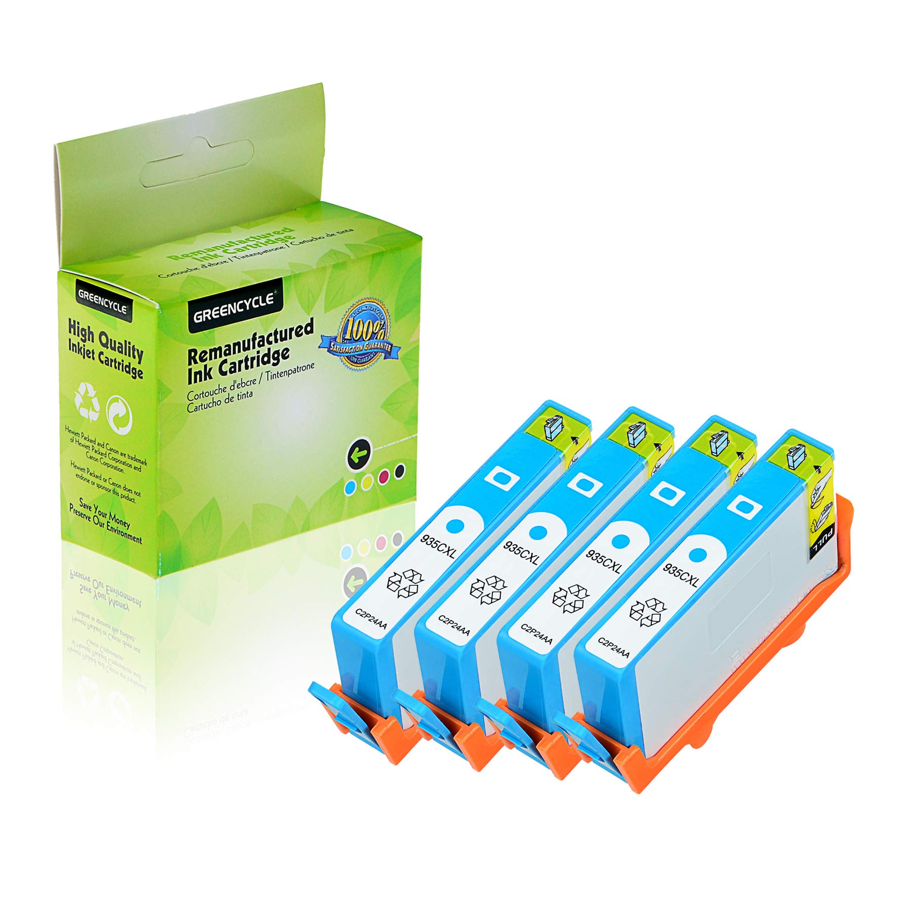 Greencycle HP 935XL C2P24AN Compatible Ink Cartridge (Cyan, 4-Pack) - High Yield Replacement for Officejet 6220 6812 6815 6820 & Officejet Pro 6230 6830 6835 Printers | Perfect for Home Office Printing & Business Documents