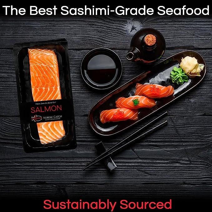 Premium Icelandic Salmon Fillets - Fresh, Never Frozen, Sustainably Sourced - High in Protein & Omega-3 - Air-Tight Vacuum Sealed (10 Pack, 7 lbs) - Perfect for Grilling, Baking, or Healthy Meal Prep