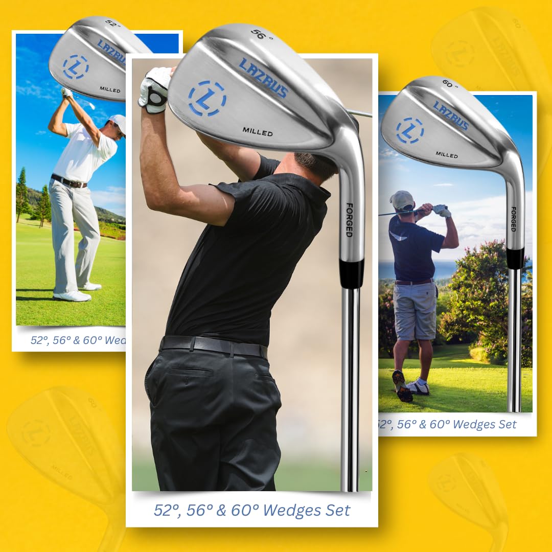 Premium Forged Golf Wedge Set for Men - 52, 56, 60 Degree Wedges with Milled Face for Maximum Spin Control | Ideal for Short Game Precision, Bunker Shots & Approach Play | Perfect Golf Gift for Players