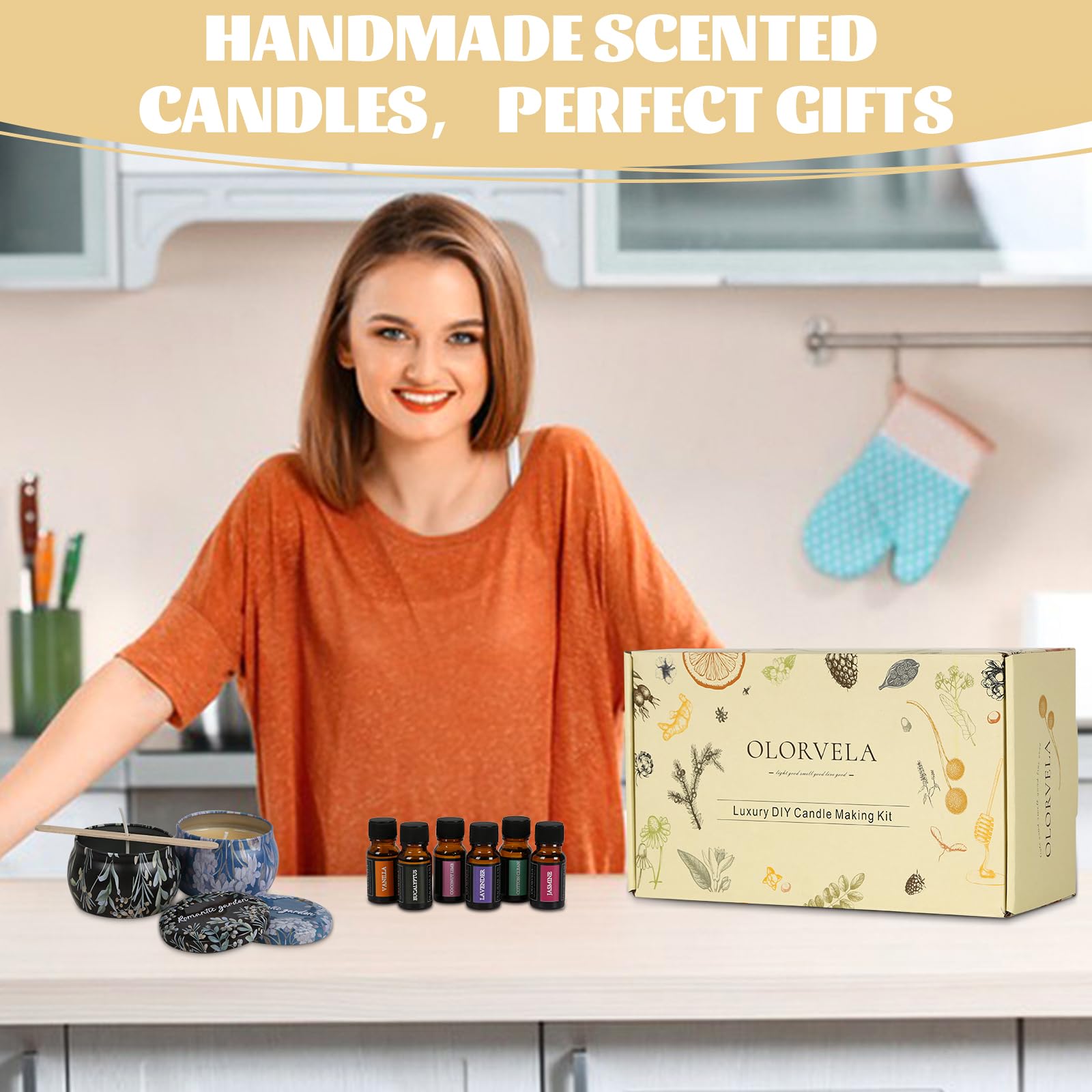 Soy Candle Making Kit for Beginners - DIY Scented Travel Tin Candles with Natural Soy Wax, 6 Fragrances - Perfect for Adults & Kids, Home Decor, Gifts, and Relaxation (Crafts, Aromatherapy, Party Favors)