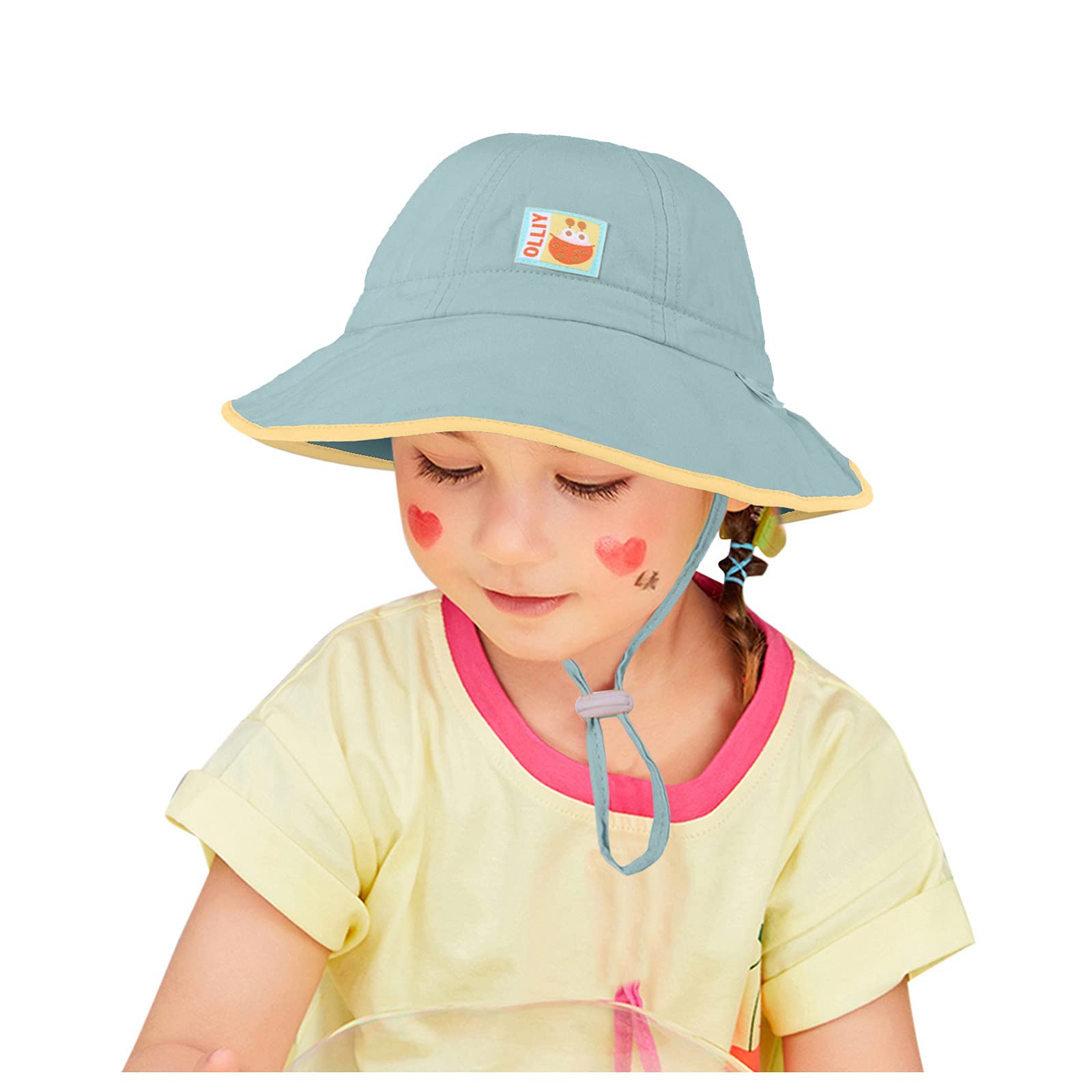 Kids Sun Hat with Adjustable Chin Strap - UPF 50+ UV Protection Outdoor Fisherman Hat for Boys & Girls - Cartoon Pattern Summer Beach, Pool, Park & Playtime Essential