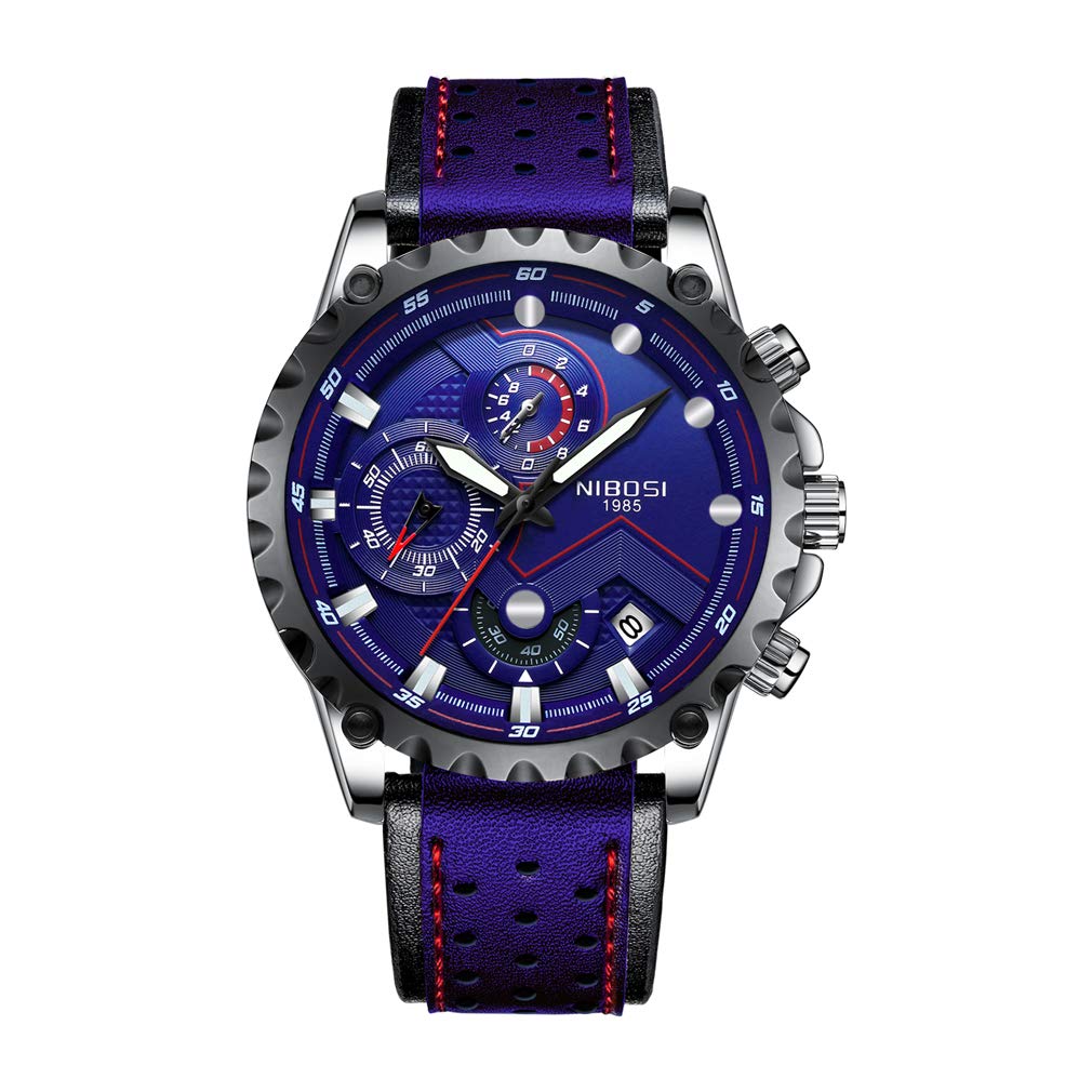 LEYAN Men's Automatic Date Quartz Watch - Waterproof Leather Sports Watch for Men - Perfect for Casual, Business & Outdoor Activities
