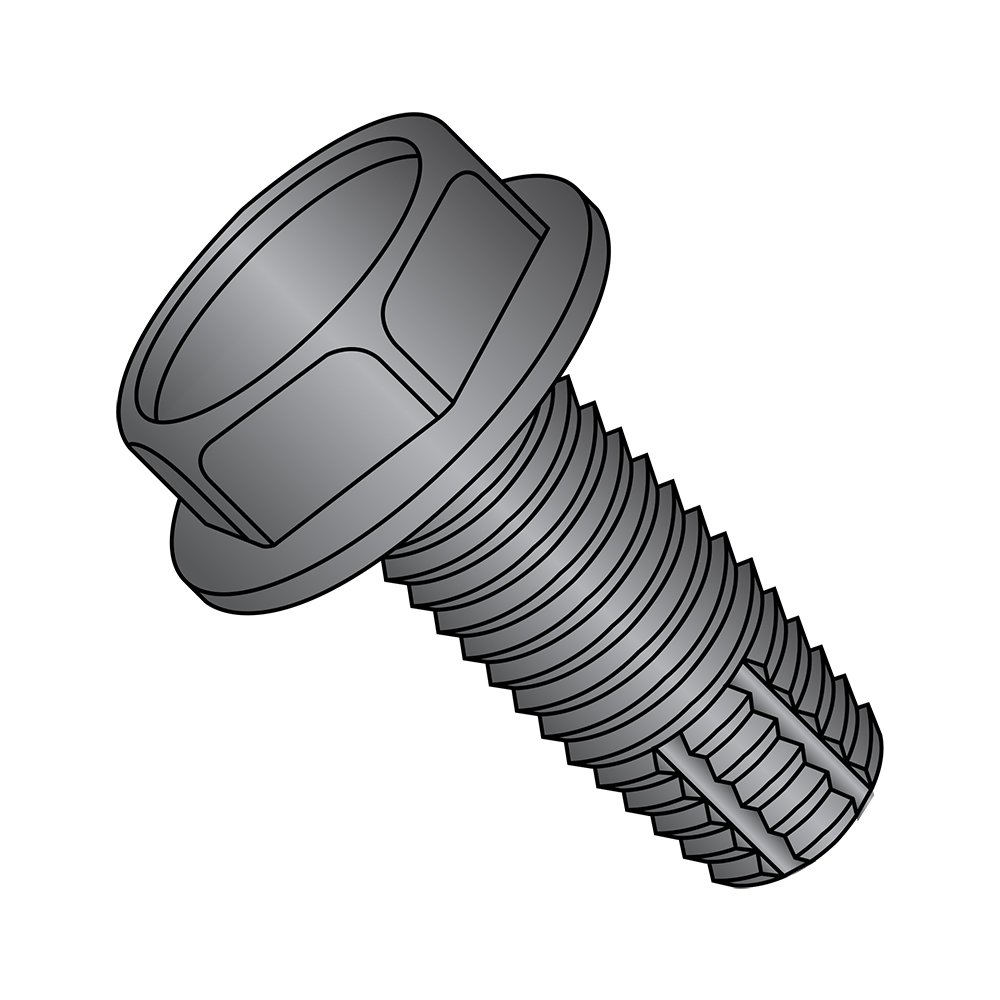 Small Parts 1412FWB Black Oxide Steel Thread Cutting Screw, Hex Washer Head, Type F, 1/4