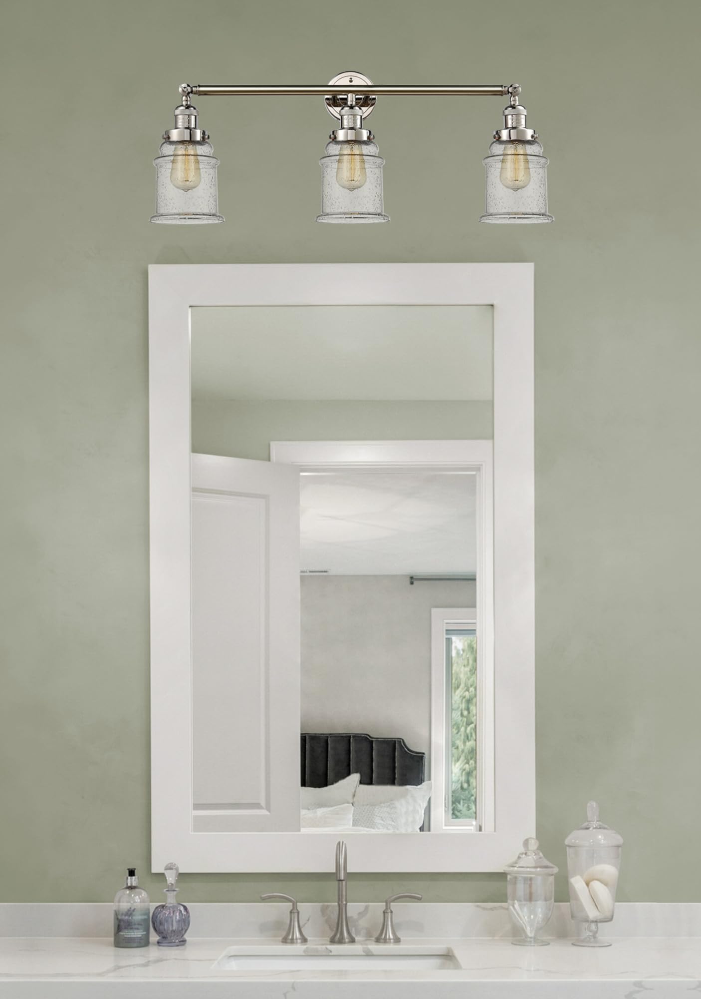 Franklin Restoration Collection 205-OB-G181 3-Light Bathroom Vanity Light Fixture in Antique Bronze - Perfect for Modern and Traditional Bathroom Decor