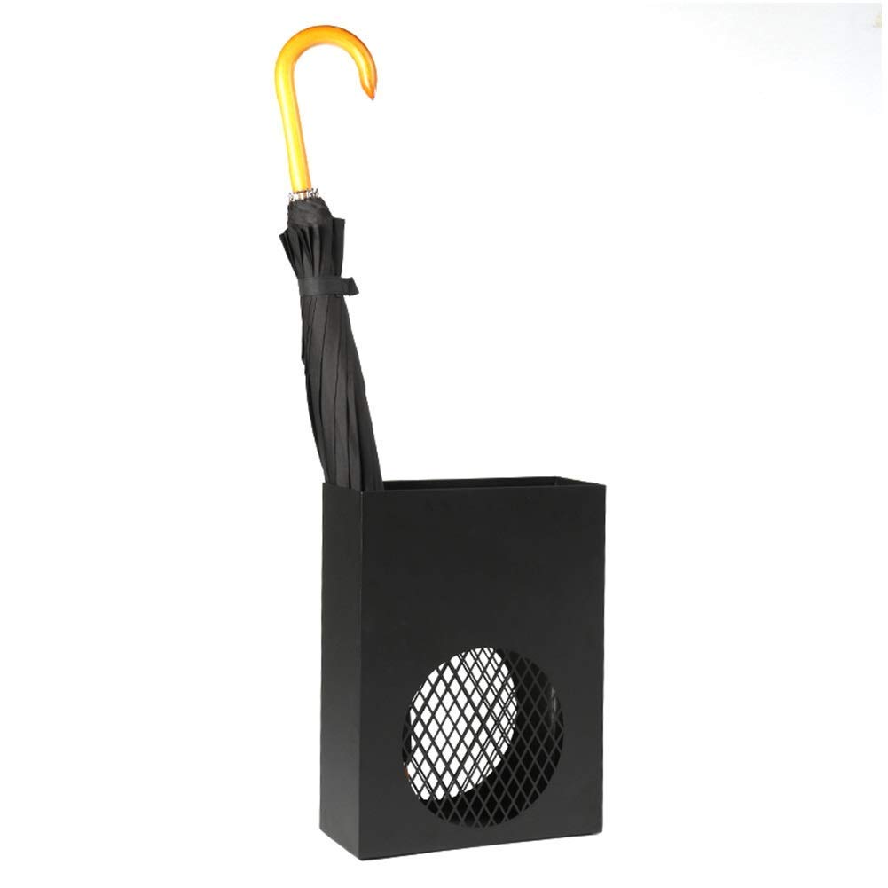 Premium Black Metal Umbrella Stand - Modern Rectangle Entryway Organizer for Home & Office | Durable Umbrella Storage Rack for Rain & Golf Umbrellas | Perfect for Hallway, Porch & Office Decor