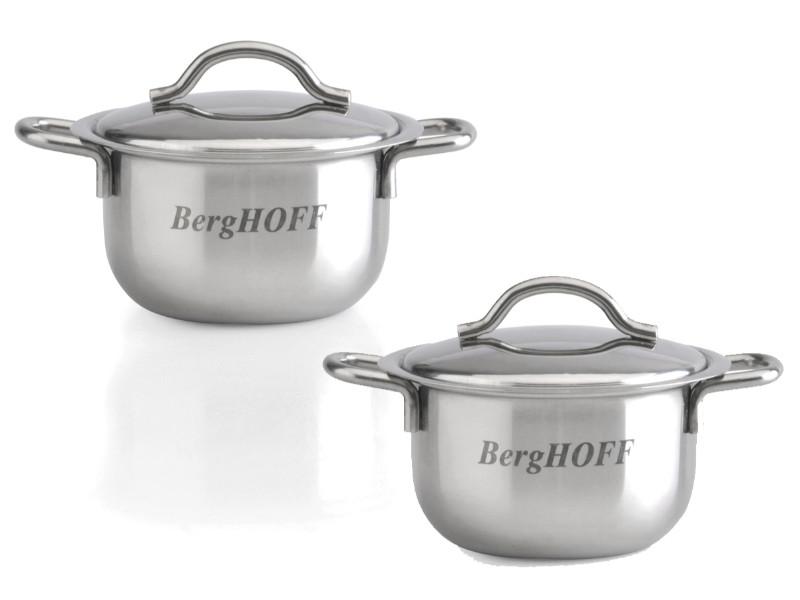 BergHOFF 2.5 Quart Stainless Steel Covered Mini Sauce Pots, Set of 4 - Perfect for Cooking, Serving & Storing Soups, Sauces & Side Dishes