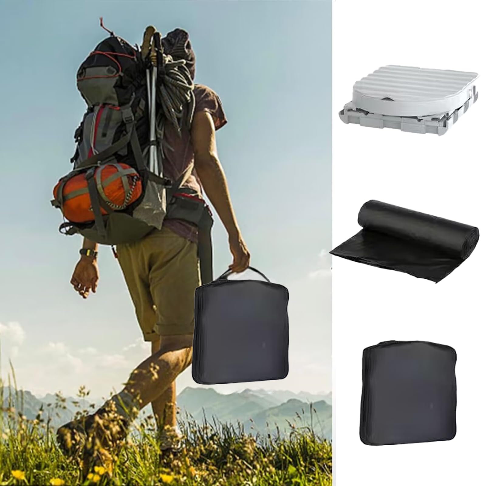 Portable Camping Toilet for Adults - XL Folding Travel Toilet with Lid & Waste Bags - Emergency, Outdoor, Car & Truck Use - Ideal for Camping, Hiking, Road Trips & RV Adventures