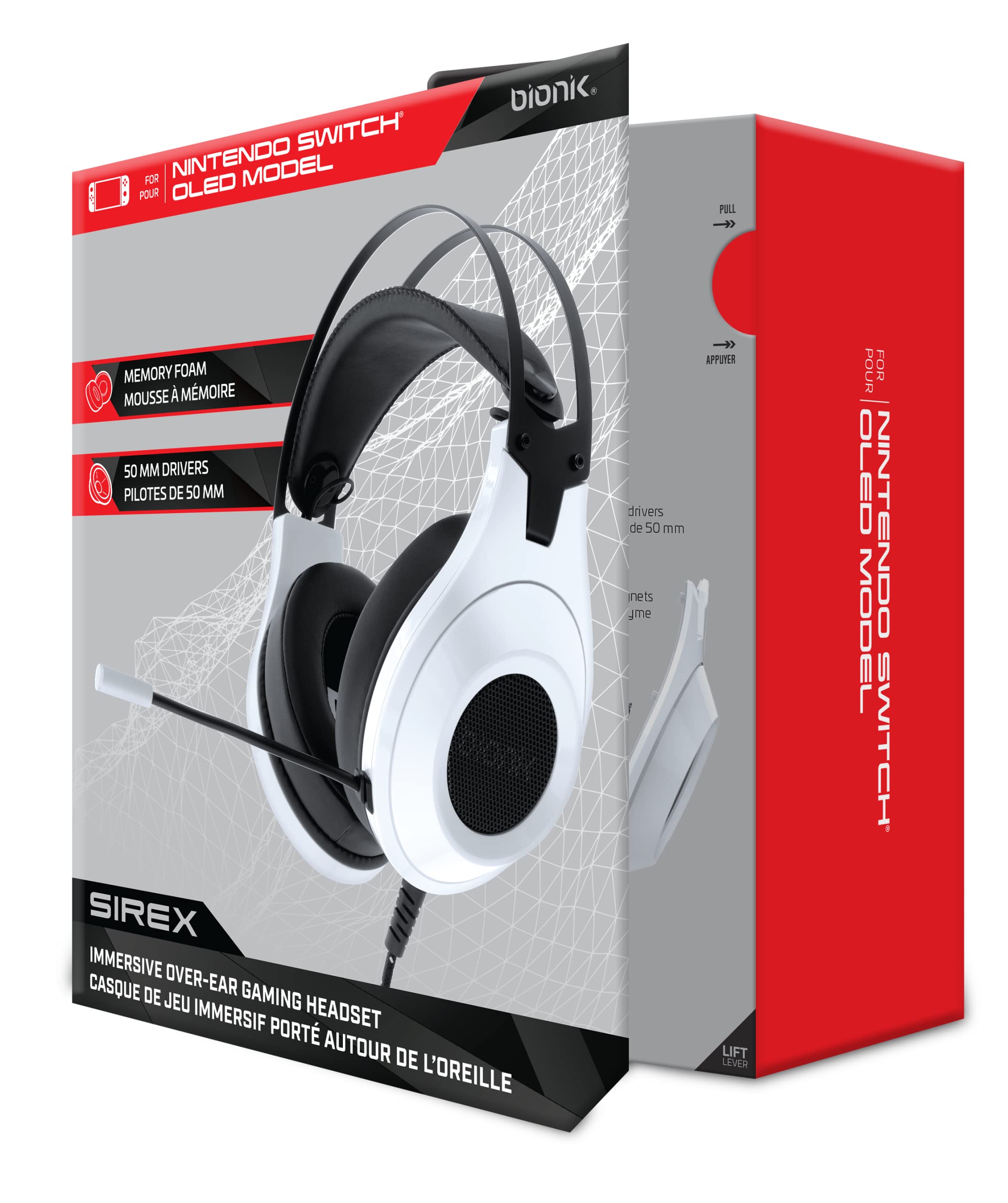 Bionik Sirex Gaming Headset with Microphone - 50MM Drivers, Memory Foam Ear Cushions, Mute Switch & Adjustable Headband for Nintendo Switch OLED, Switch Lite, PS5, Xbox Series X|S, PC & Mac - Perfect for Online Gaming, Streaming & Virtual Meetings