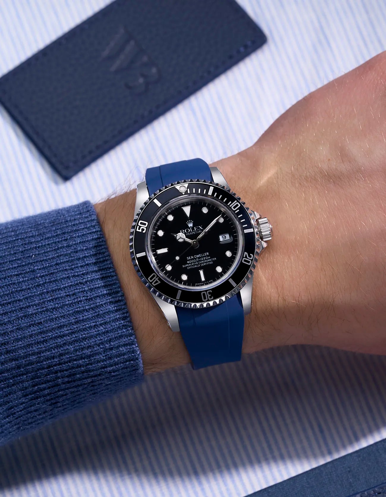 High-Quality FKM Rubber Watch Strap with Original Clasp for Rolex Sea Dweller 16600 - Durable, Comfortable & Waterproof for Diving, Swimming & Outdoor Activities