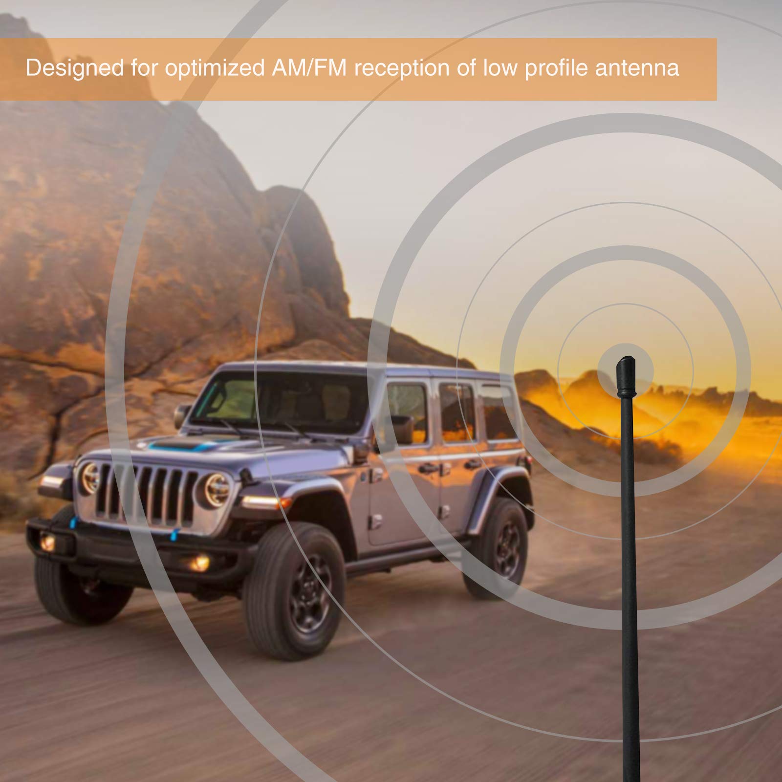 AUXMART 13 Inch Flexible Rubber Antenna Replacement for Jeep Wrangler JK JL (2007-2019) - Durable Car Accessory for Off-Roading & Daily Commute