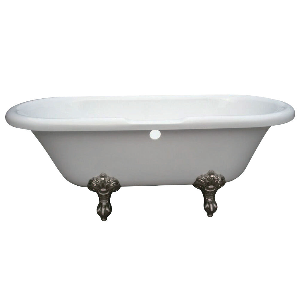 Aqua Eden 67-Inch Acrylic Double-Ended Clawfoot Bathtub with 7-Inch Faucet Holes - White & Polished Chrome Finish | Freestanding Soaking Tub for Vintage Bathroom Decor, Spa Retreat, Luxury Home Renovation