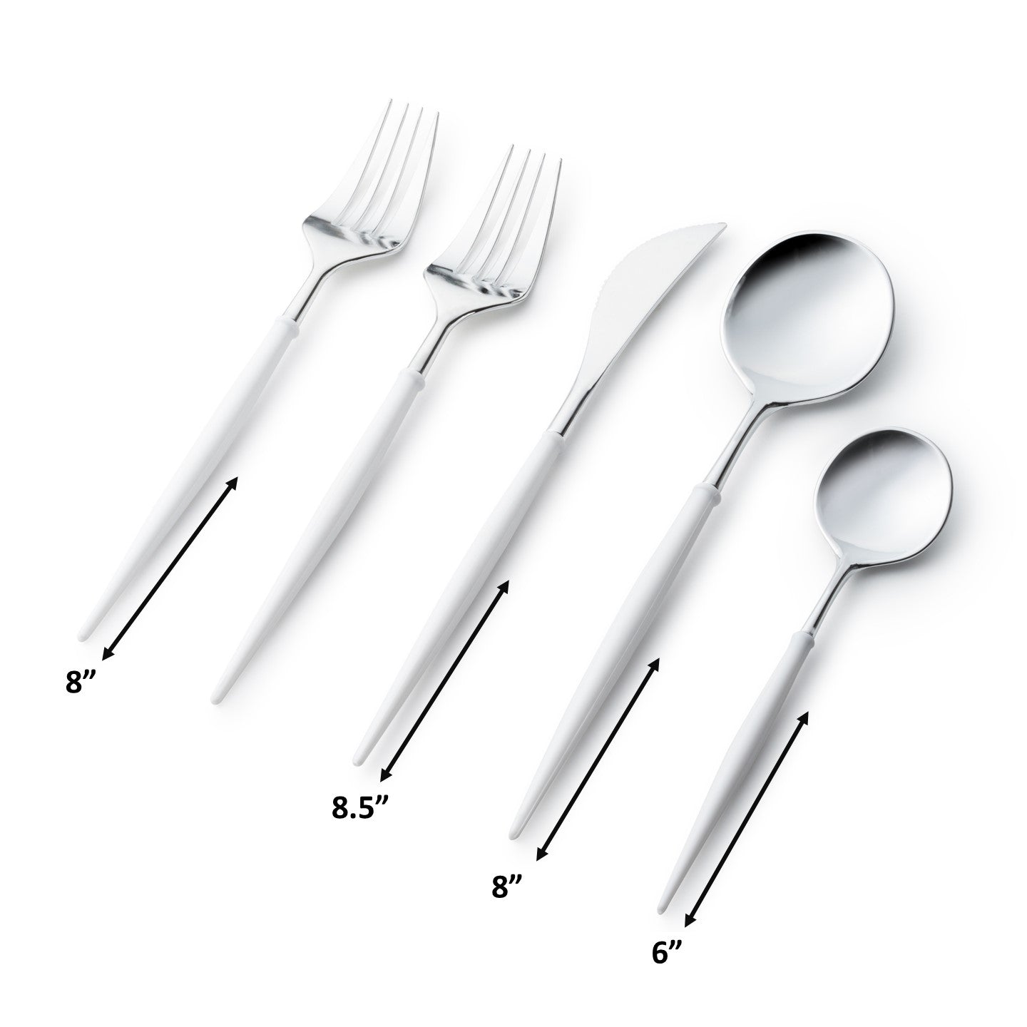 Premium 40-Piece Silver and White Flatware Set for 8 - Elegant Stainless Steel Cutlery for Formal Dining, Dinner Parties & Special Occasions