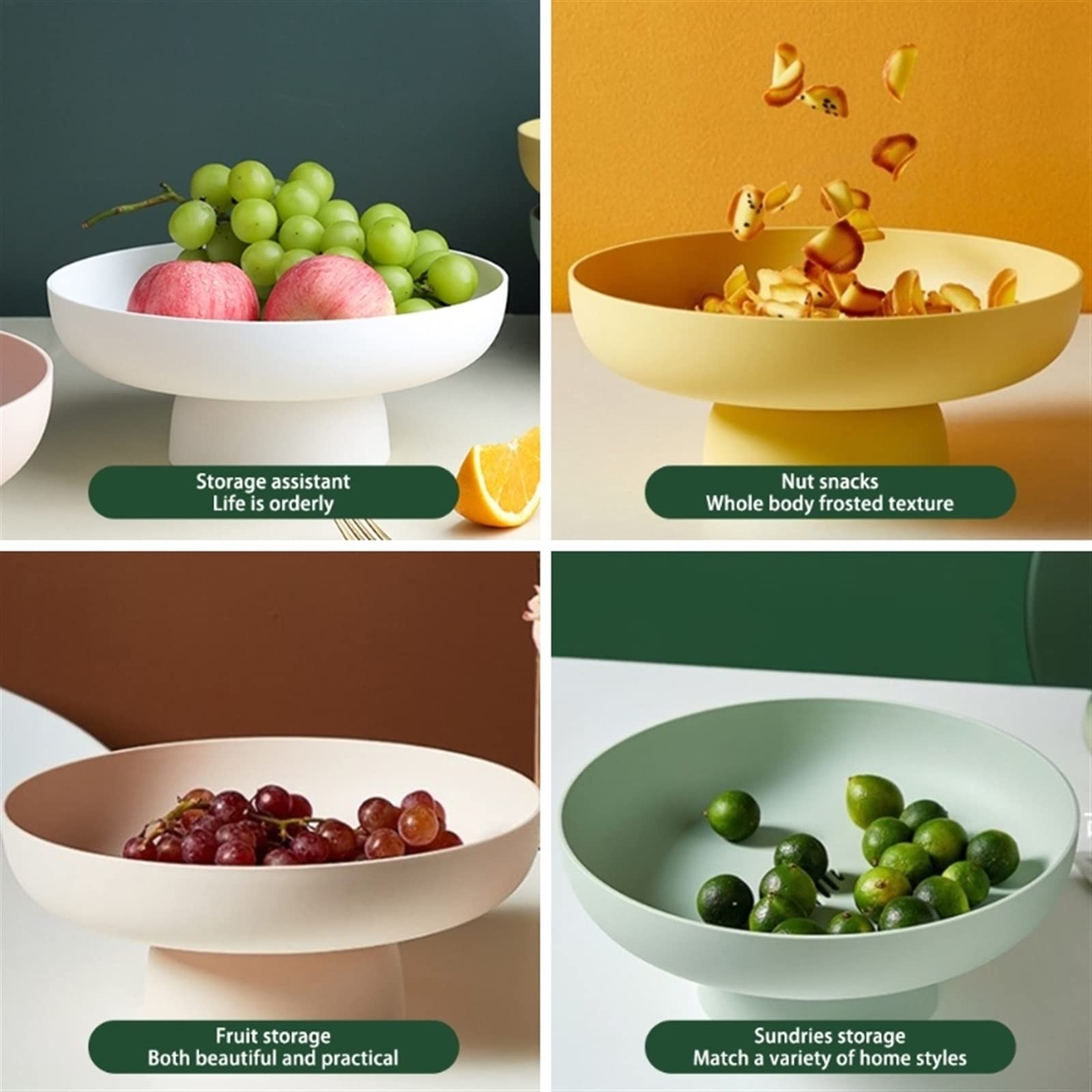 Modern Pink Round Drain Fruit Bowl - Kitchen Countertop & Table Centerpiece, Decorative Home Decor for Fresh Fruits - Perfect for Dining Room, Living Room, or Party Display