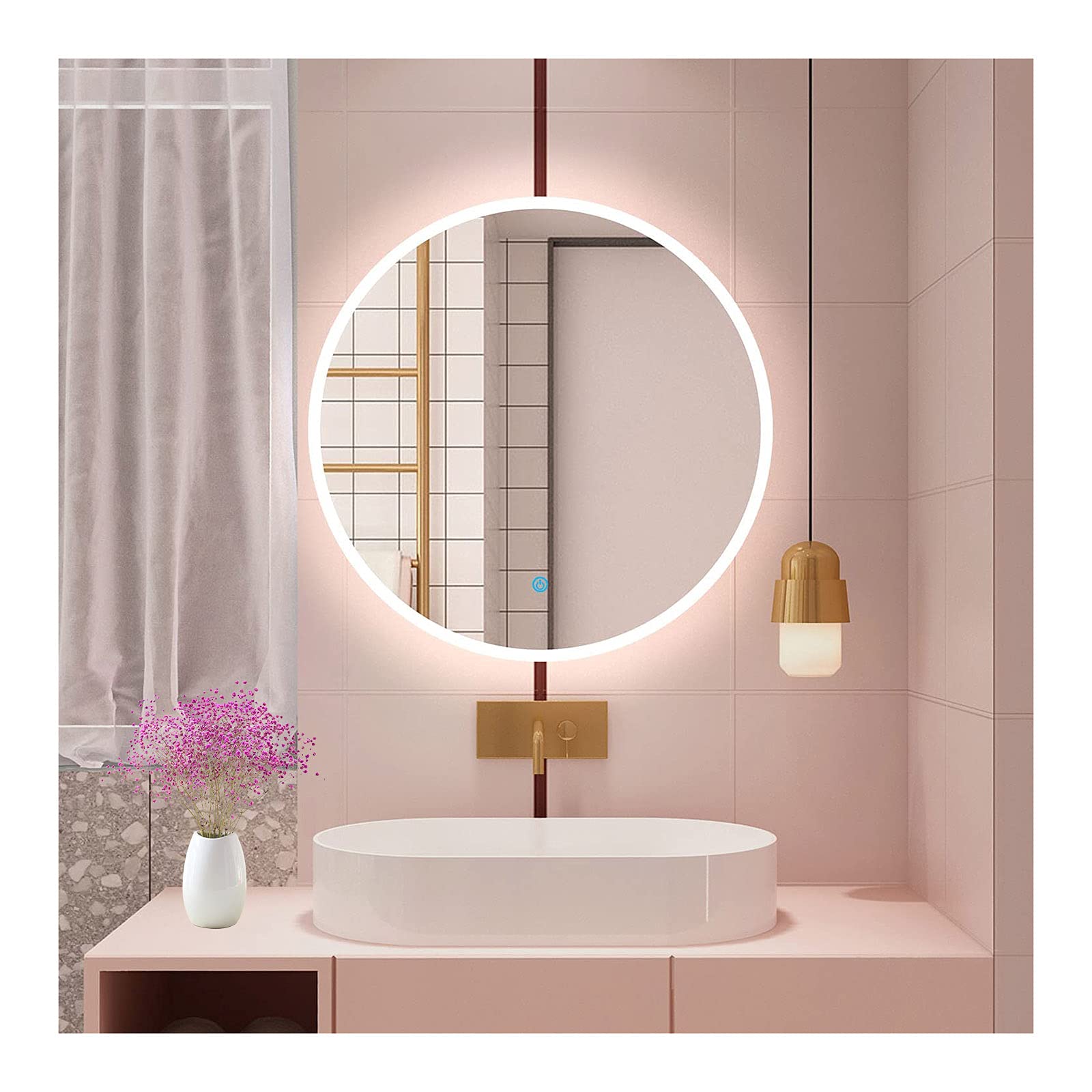 Dieffematic LED Bathroom Mirror with Touch Switch - Frameless Wall Mounted Makeup Vanity Mirror with Backlit Lights, IP54 Rated - Perfect for Modern Bathrooms & Dressing Rooms