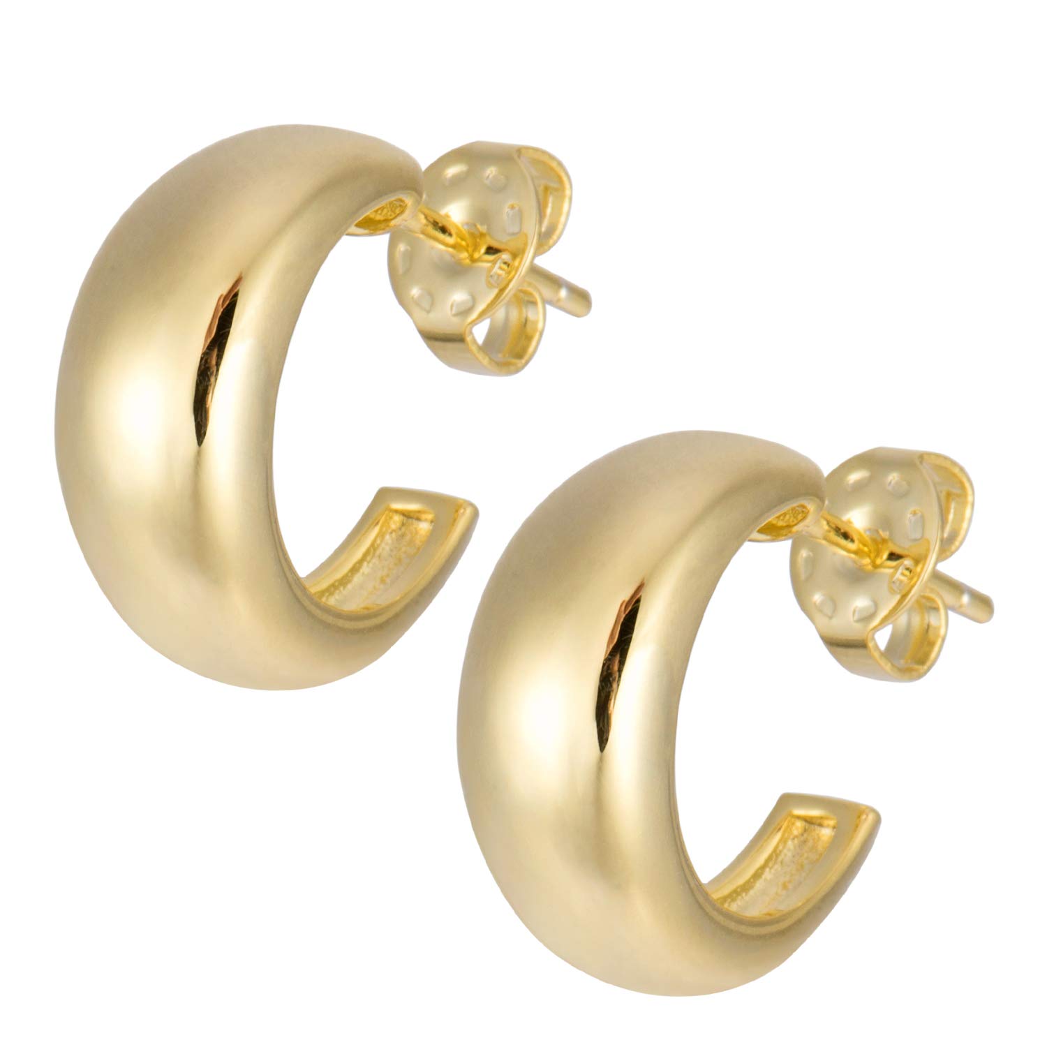 18K Gold Plated Small Gold Hoop Earrings for Women - Petite Round C-Shaped Hoops with Secure Post Studs | Elegant Everyday Jewelry for Work, Date Night & Special Occasions