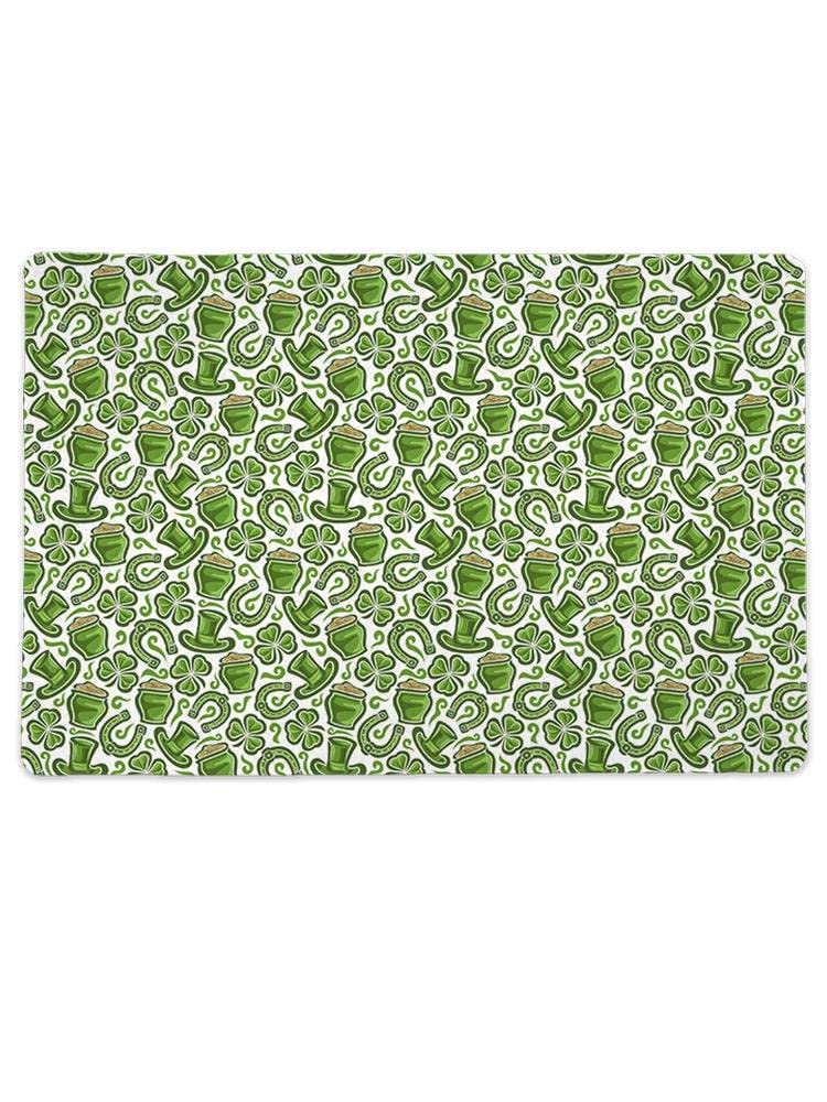 Smartprints St. Patrick's Day Leprechaun Hats & Clovers Pet Mat - Rectangle Non-Slip Dog Cat Floor Mat for Home Decor, Holiday Party & Photo Props