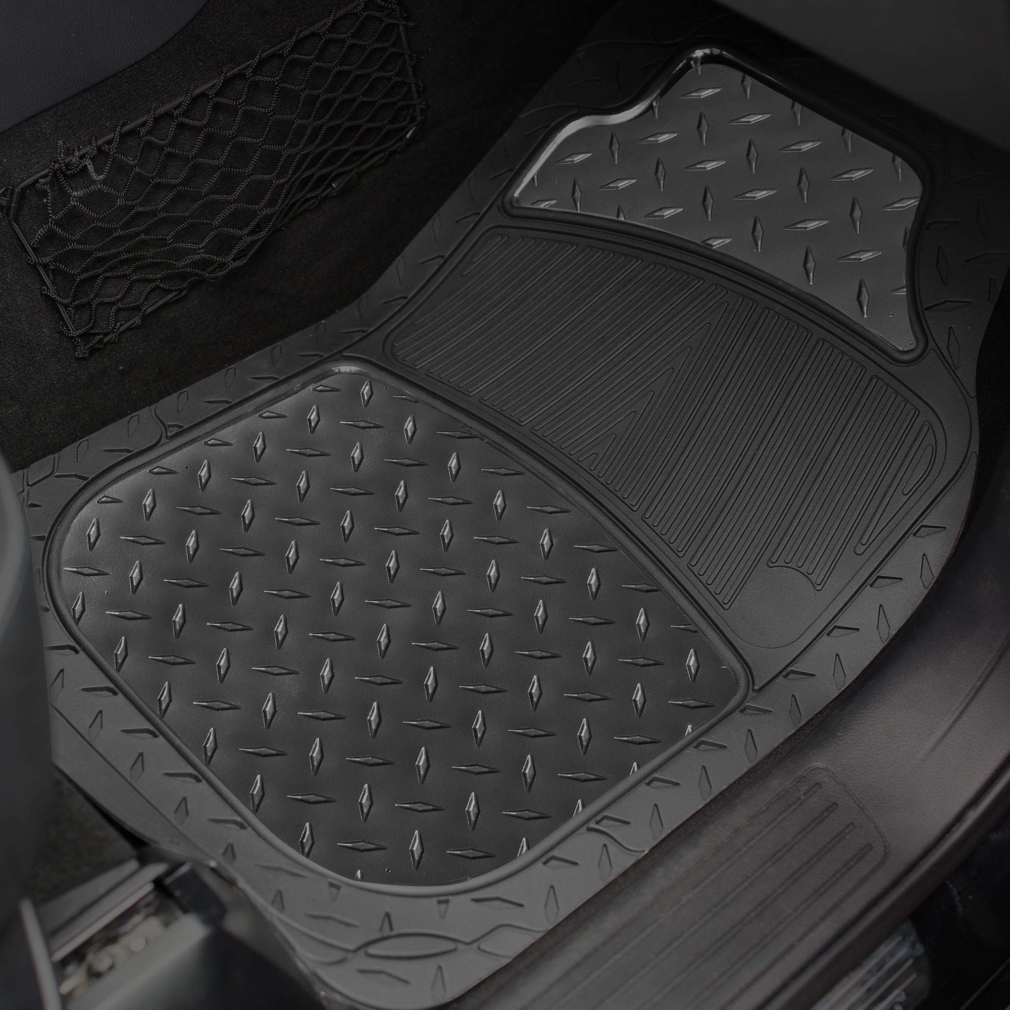 TLH Neoprene Black Seat Covers Full Set - Airbag Compatible, Universal Fit with Trimmable Metallic Floor Mats | Waterproof Car Seat Covers for Cars, Trucks & SUVs | Perfect for Daily Commute, Road Trips & Off-Road Adventures