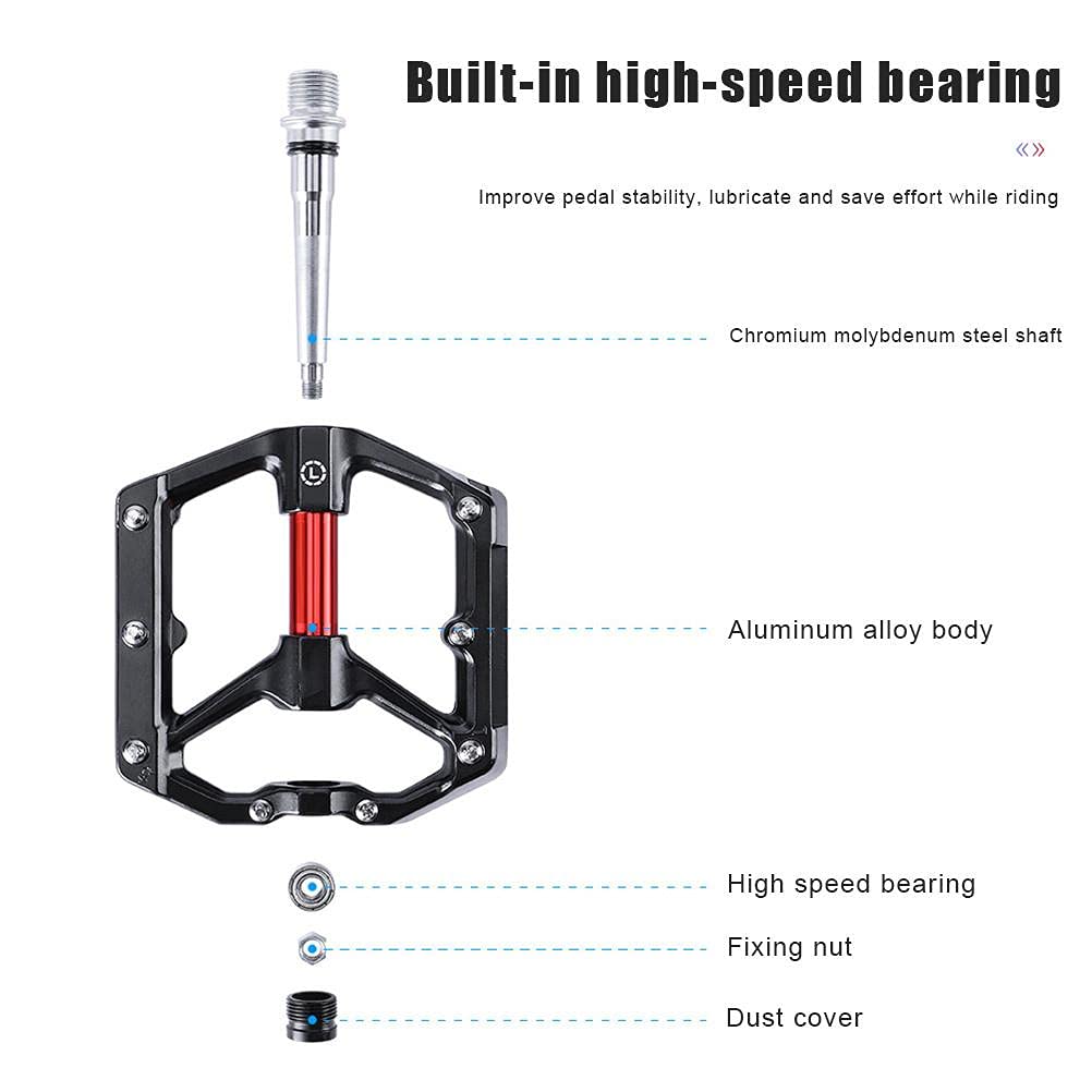 Premium Aluminum Alloy Bike Pedals - 1 Pair MTB/Road Bicycle Pedals for Mountain & Commuter Bikes | Durable, Lightweight & Non-Slip Design for Cycling, Training & Outdoor Adventures