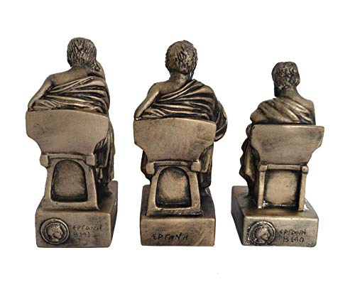 Bronze Socrates Aristotle Plato Statues - Ancient Greek Philosophers Sculpture Set - Perfect for Home Office Decor, Classroom Display, and Philosophy Lovers Gift