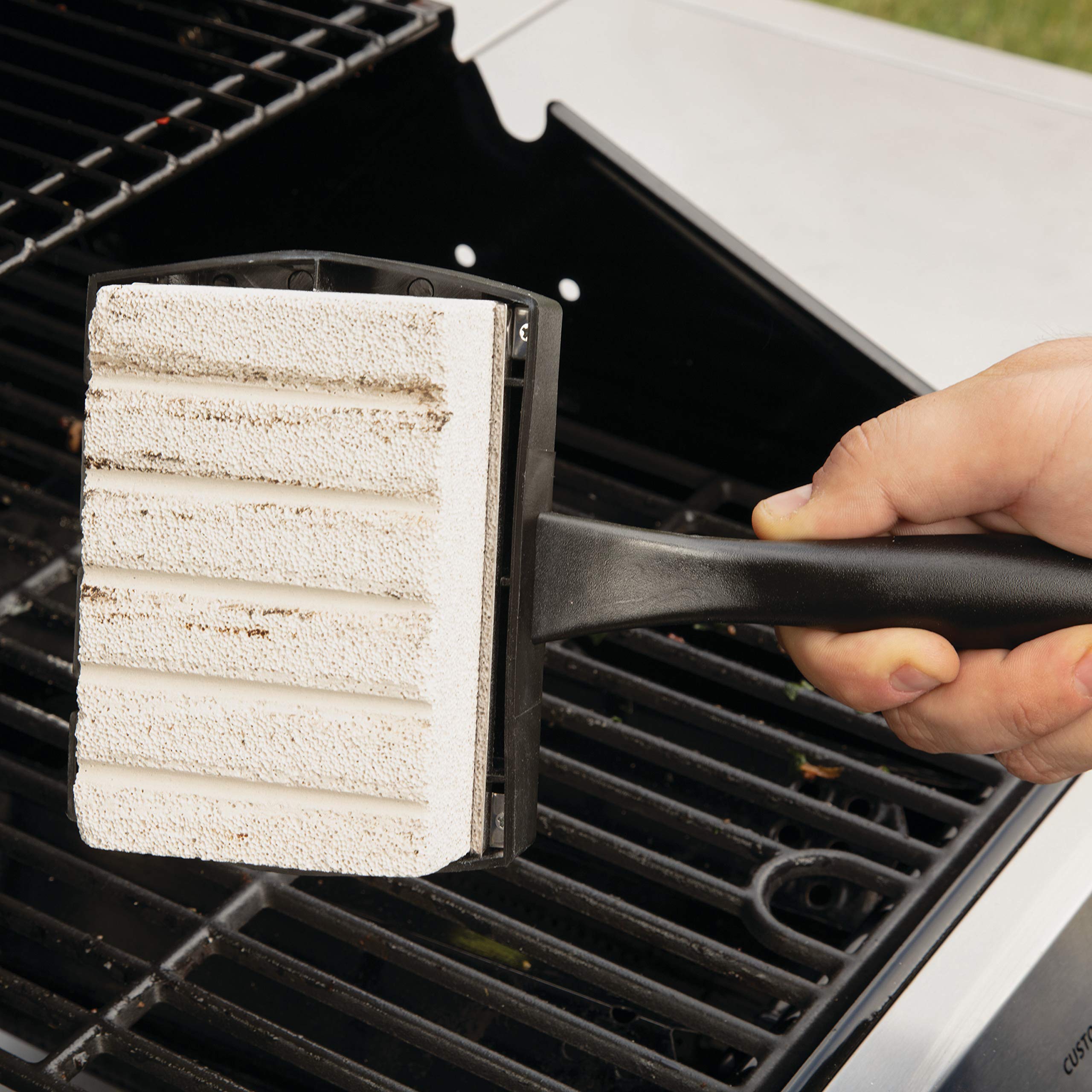 Cuisinart CCK-210 Grill Cleaning Brush for Stone Grills - Heavy Duty Bristles, White & Black Design - Perfect for BBQ, Outdoor Cooking & Camping