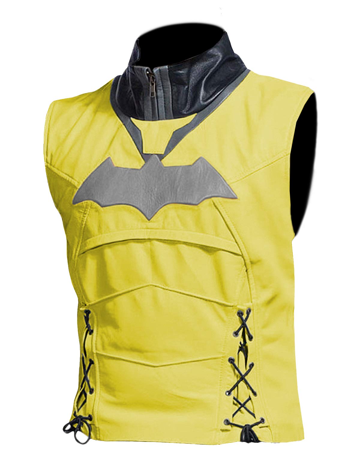 Men's Faux Leather Bat Style Vest 3XL - Punk Rock Biker Jacket for Motorcycle Riding, Halloween Costume & Cosplay