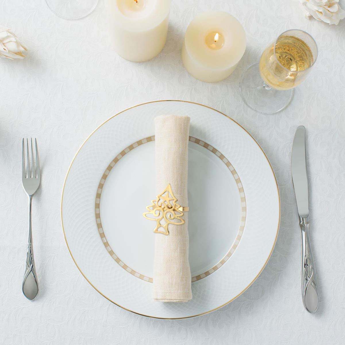 KESYOO 4-Piece Easter & Christmas Tree Napkin Rings Set - Gold Serviette Holders for St. Patrick's Day, Holiday Parties & Festive Table Decorations - Perfect for Dinner Parties, Thanksgiving & Wedding Decor