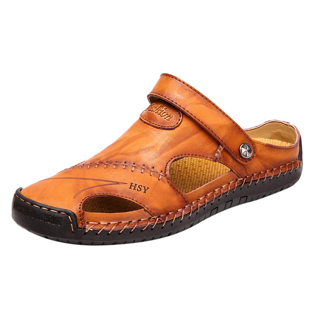 Breathable Leather Summer Sandals for Men - Comfortable Outdoor Casual Beach & Sports Sandals - Perfect for Walking, Travel, and Vacation Activities