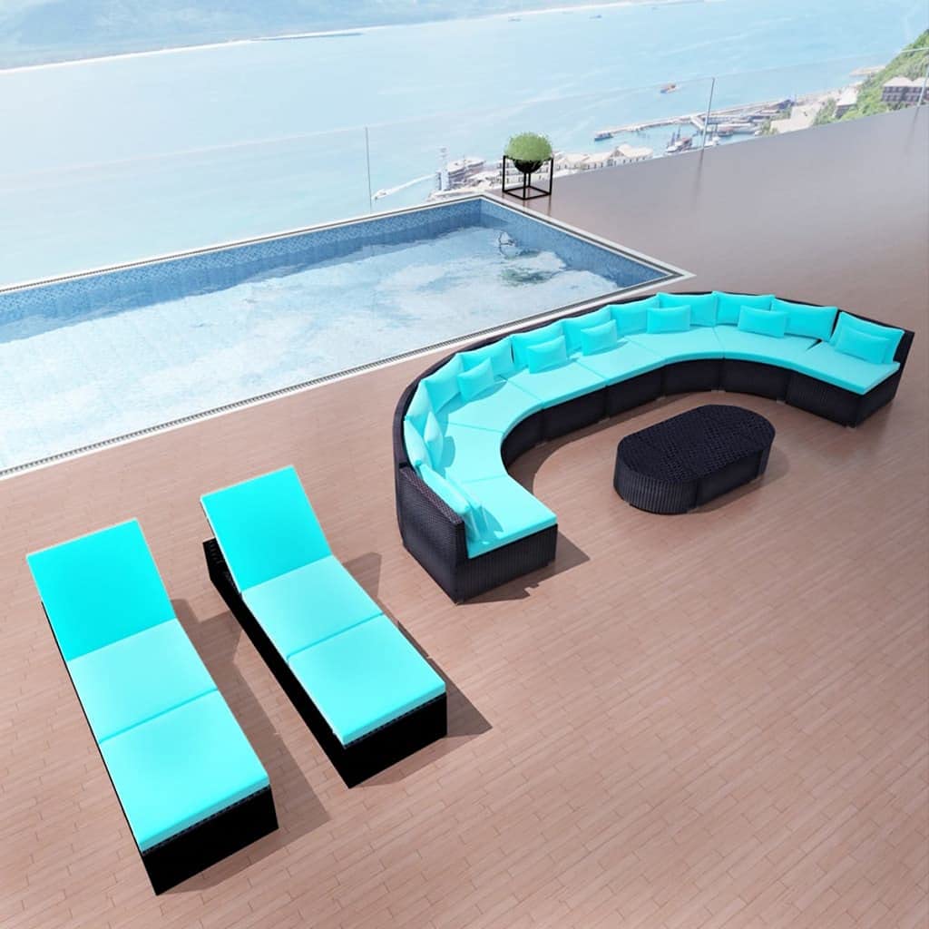 Aisifx 13-Piece Outdoor Patio Furniture Set - All-Weather Wicker Sofa Sectional with Blue Cushions - Perfect for Backyard, Poolside & Garden Relaxation