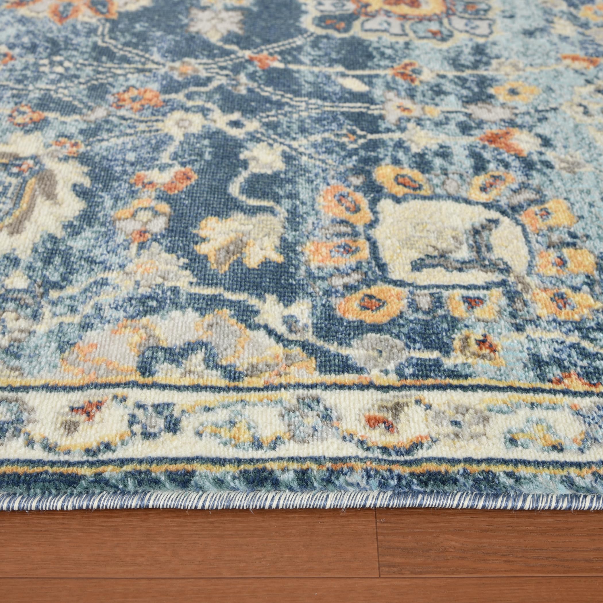 AMER Rugs Bohemian Hialeah Collection 5x7 Indoor/Outdoor Area Rug - Navy Blue Bohemian Rug for Living Room, Bedroom, Dining & Kitchen - Perfect for Home Decor, Patio & High Traffic Areas