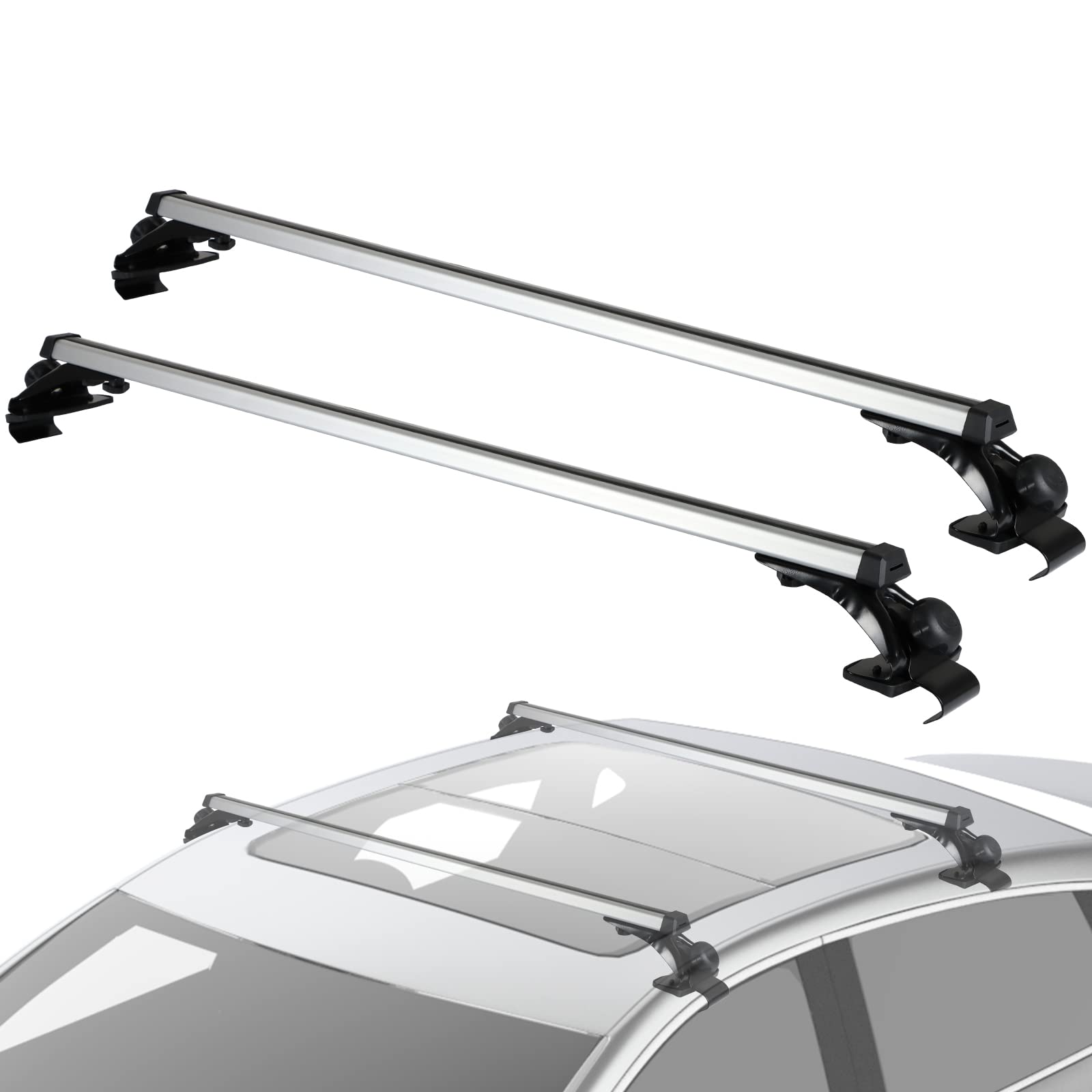 Universal Car Roof Rack Cross Bars - Heavy Duty Aluminum Adjustable Roof Rails for SUV/Truck (48