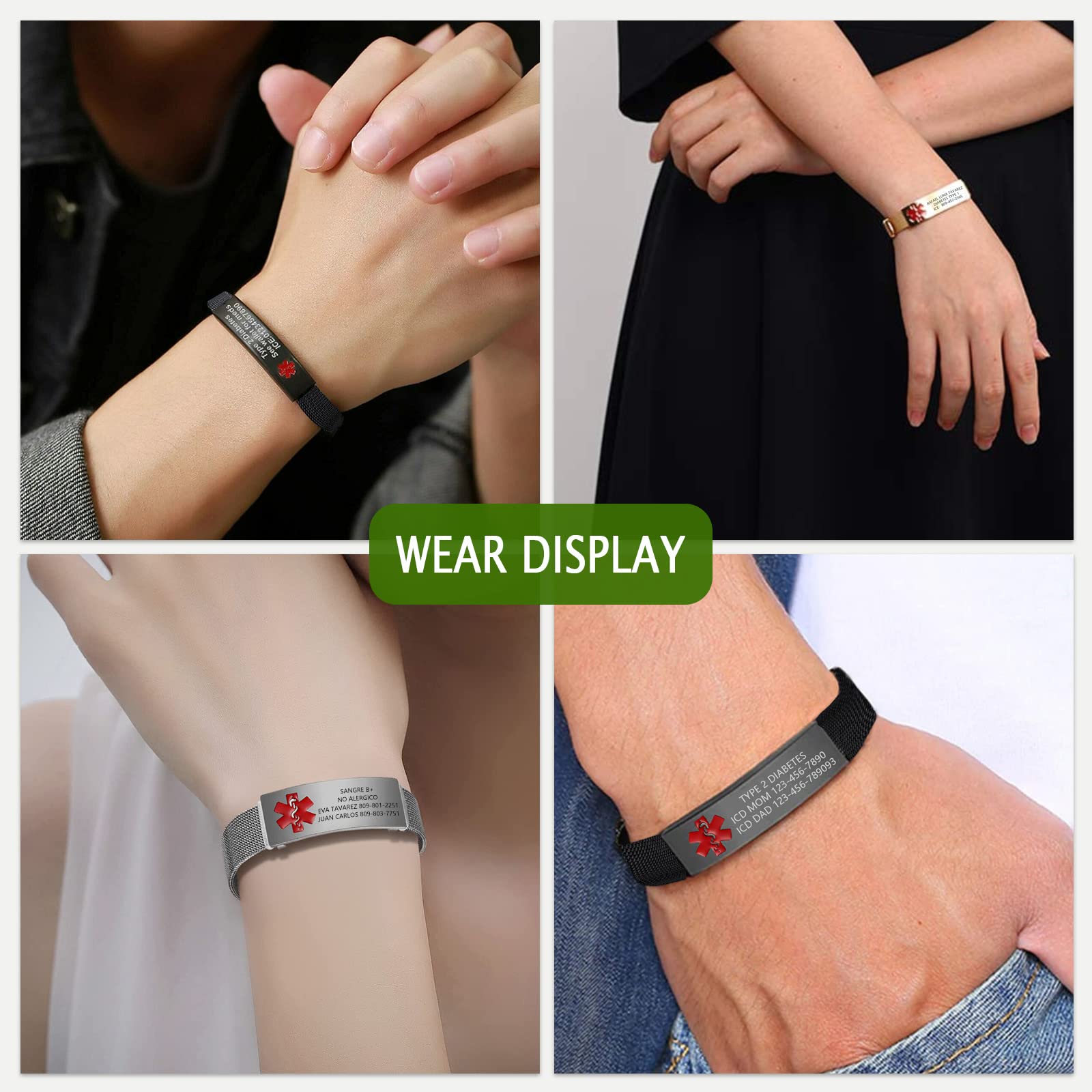 Custom Engraved Adjustable Stainless Steel Medical Alert Bracelet for Men, Women & Kids - Emergency Medical ID Wristband with Free Personalization | Perfect for Allergies, Diabetes & Daily Safety