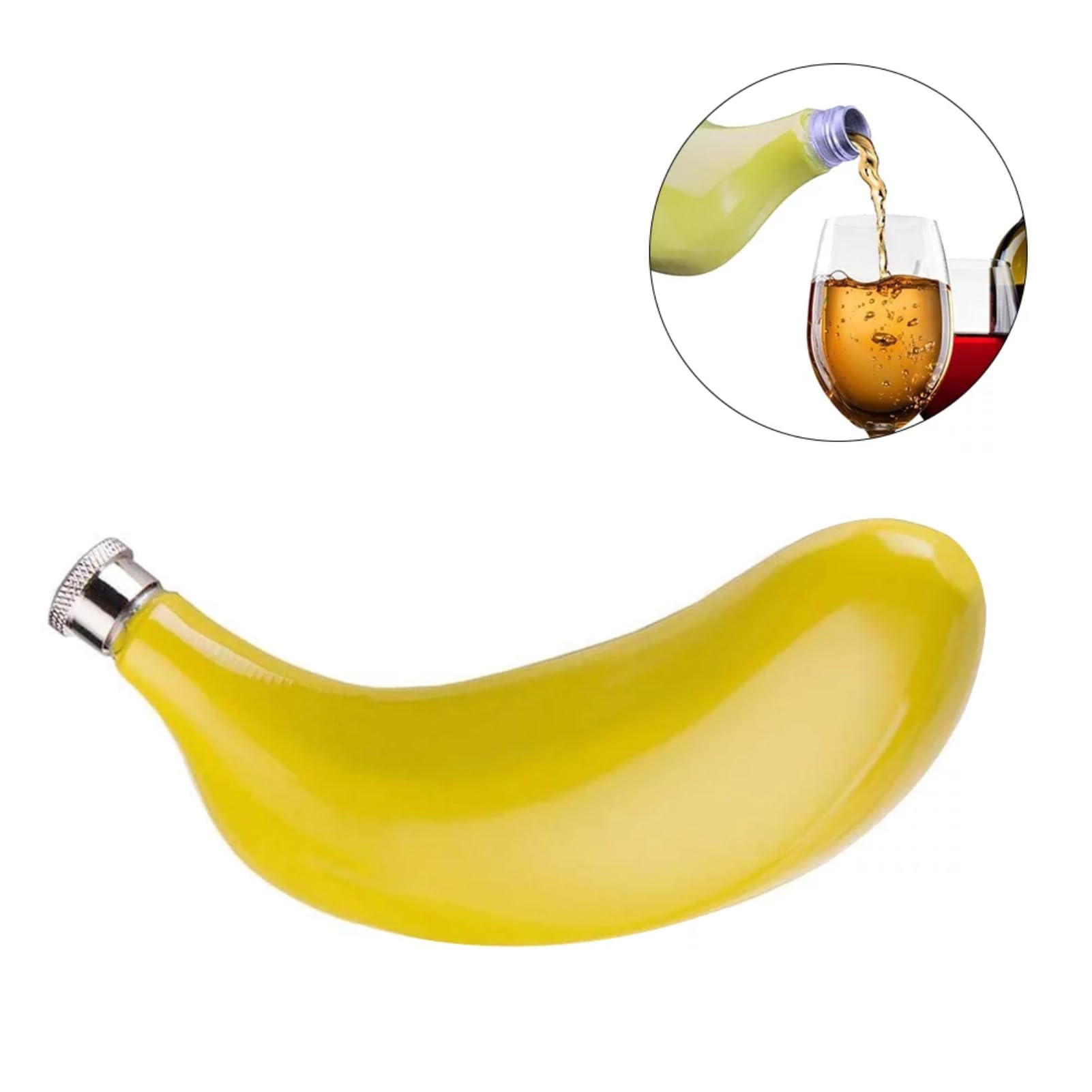 5oz Stainless Steel Banana-Shaped Alcohol Flask - Portable Whiskey Liquor Bottle with Funnel for Outdoor, Camping & Travel | Cute Gift Idea for Drink Lovers