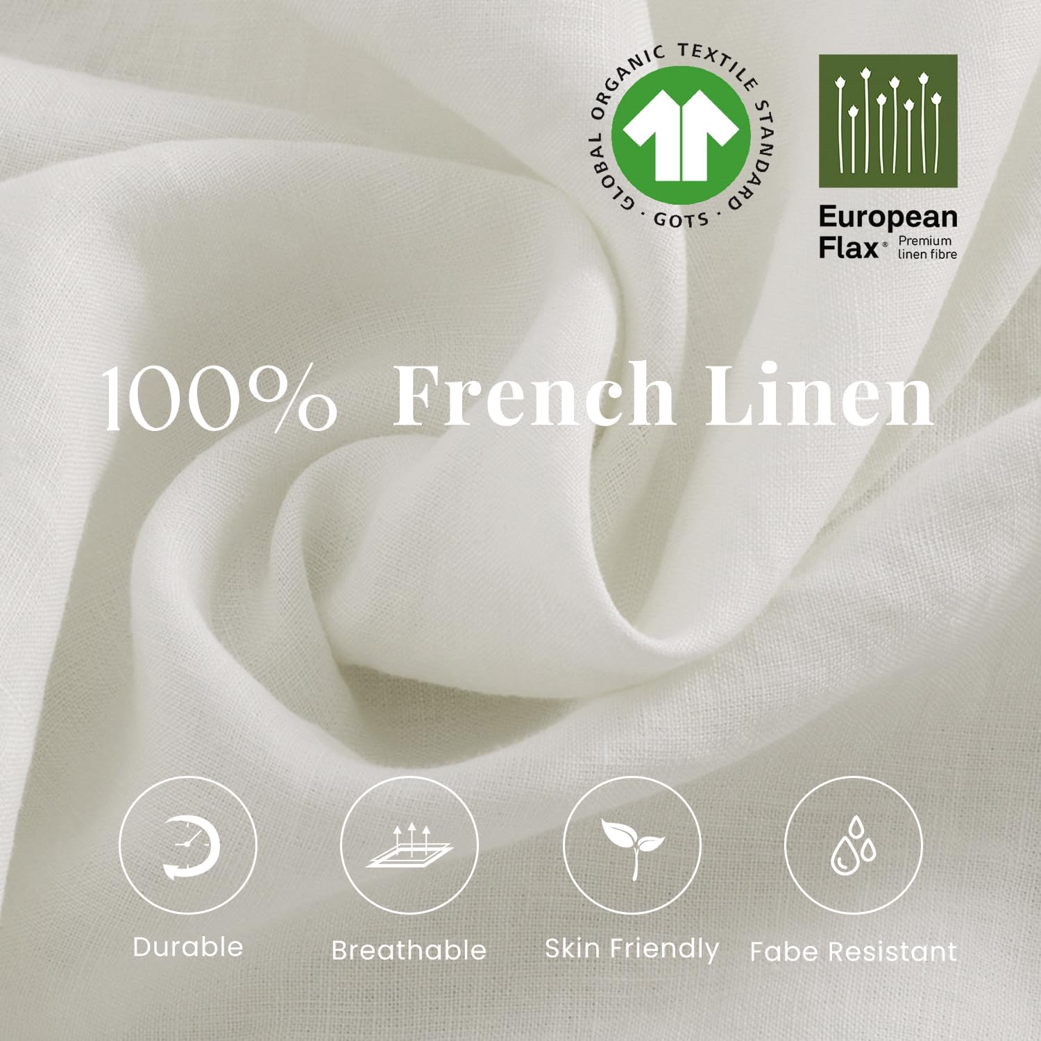 100% Organic French Linen Sheets Set - Queen Size Stone Washed Flax Bedding in Creamy White | Ultra Soft & Breathable | Perfect for Luxury Bedrooms, Guest Rooms & Eco-Friendly Homes