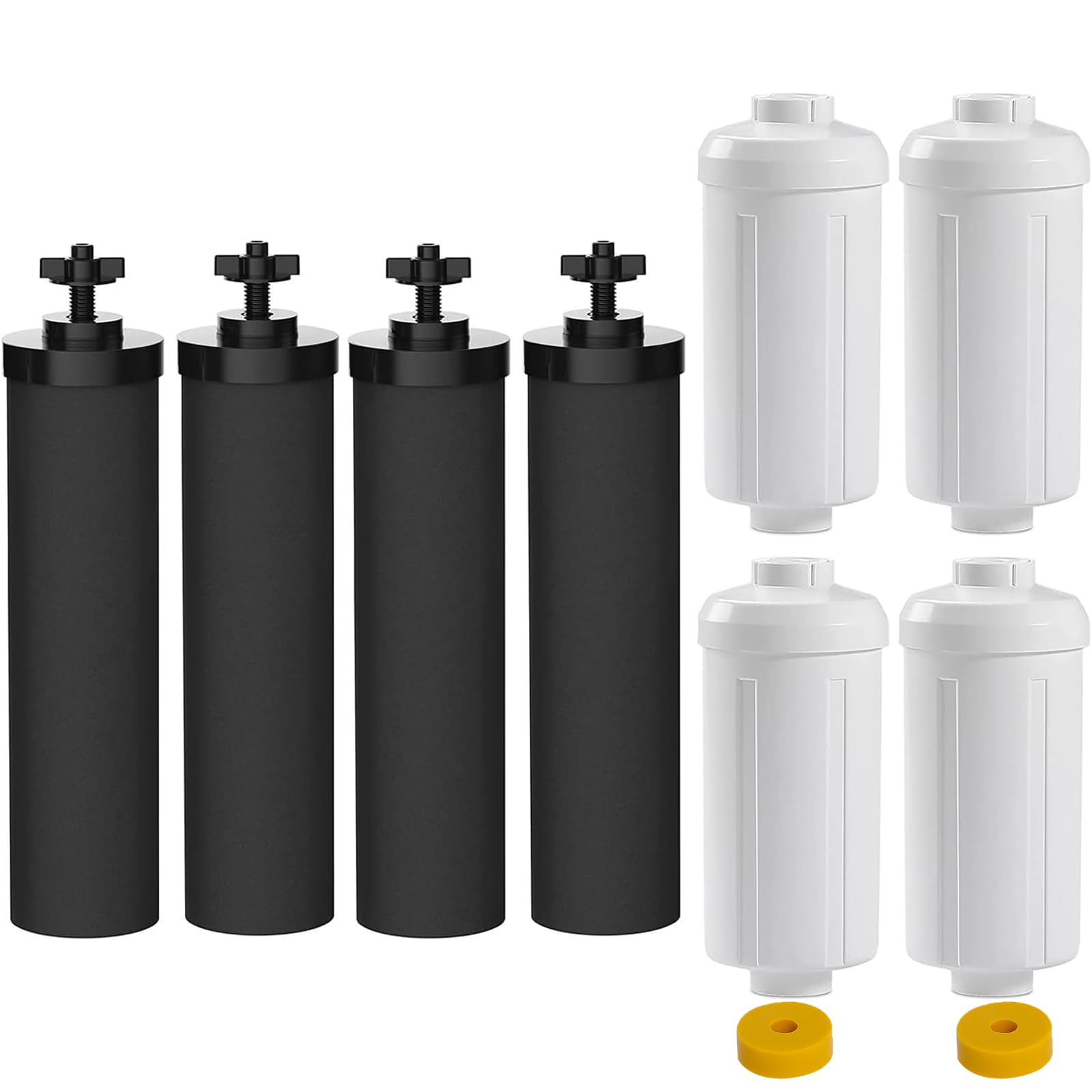 **Berkey® Water Filter Replacement - 4 Black & 4 Fluoride Filters (PF2) | NSF/ANSI 42 Certified | Compatible with Big, Royal & Travel Berkey® Gravity Systems | Perfect for Home, Camping & Emergency Preparedness**