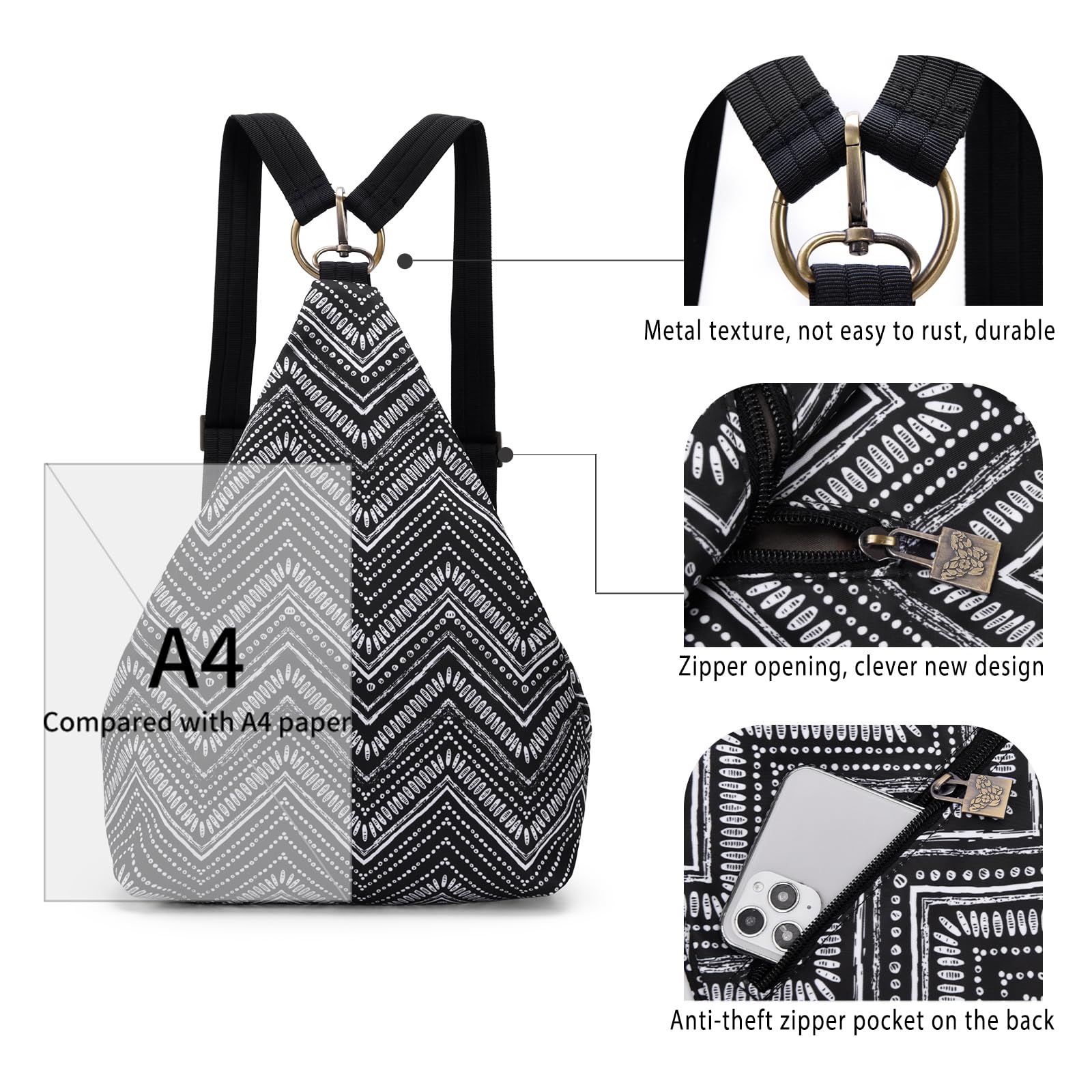 Bohemian Style Black Butterfly Premium Backpack for Women - Fashionable Small Casual Daypack & Purse (40-Black) - Perfect for Travel, Work, School & Daily Use