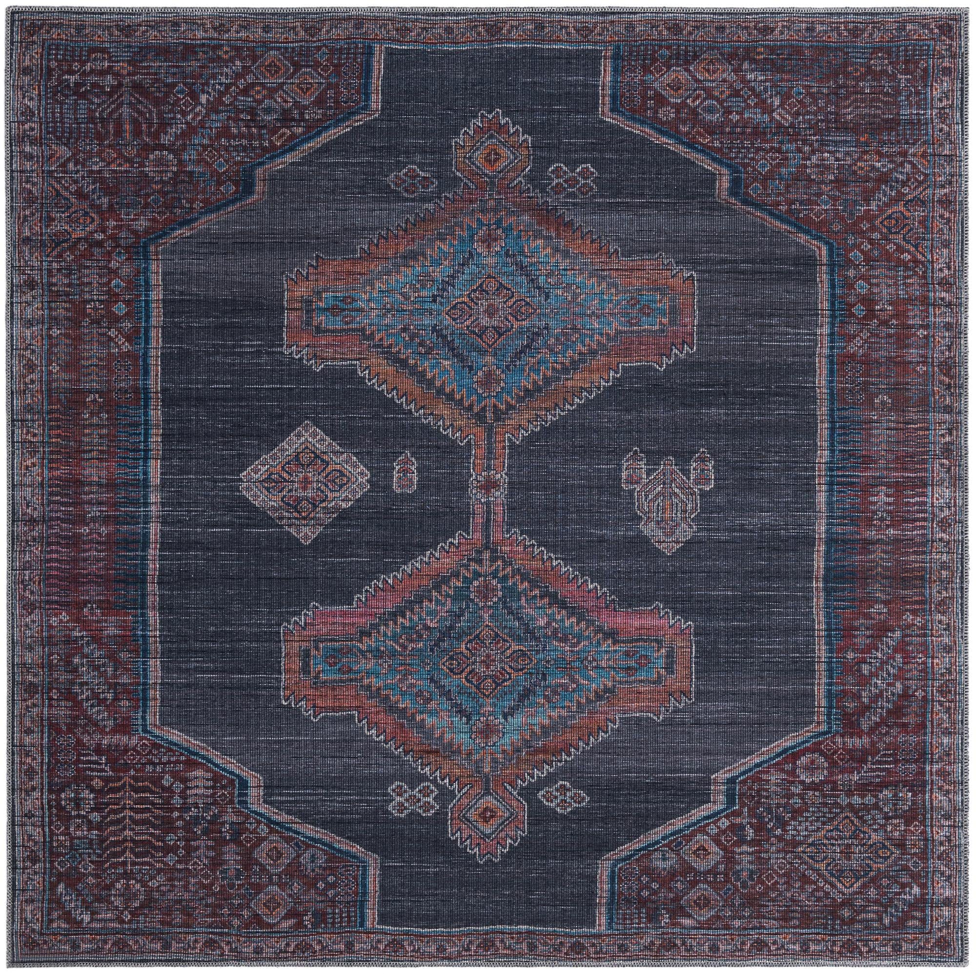 Washable 8x8 Ft Gray Flatweave Rug - Sisu Collection by Rugs.com | Non-Slip Living Room Carpet, Kitchen Mat & Entryway Runner | Easy Clean Indoor/Outdoor Area Rug for Home Decor