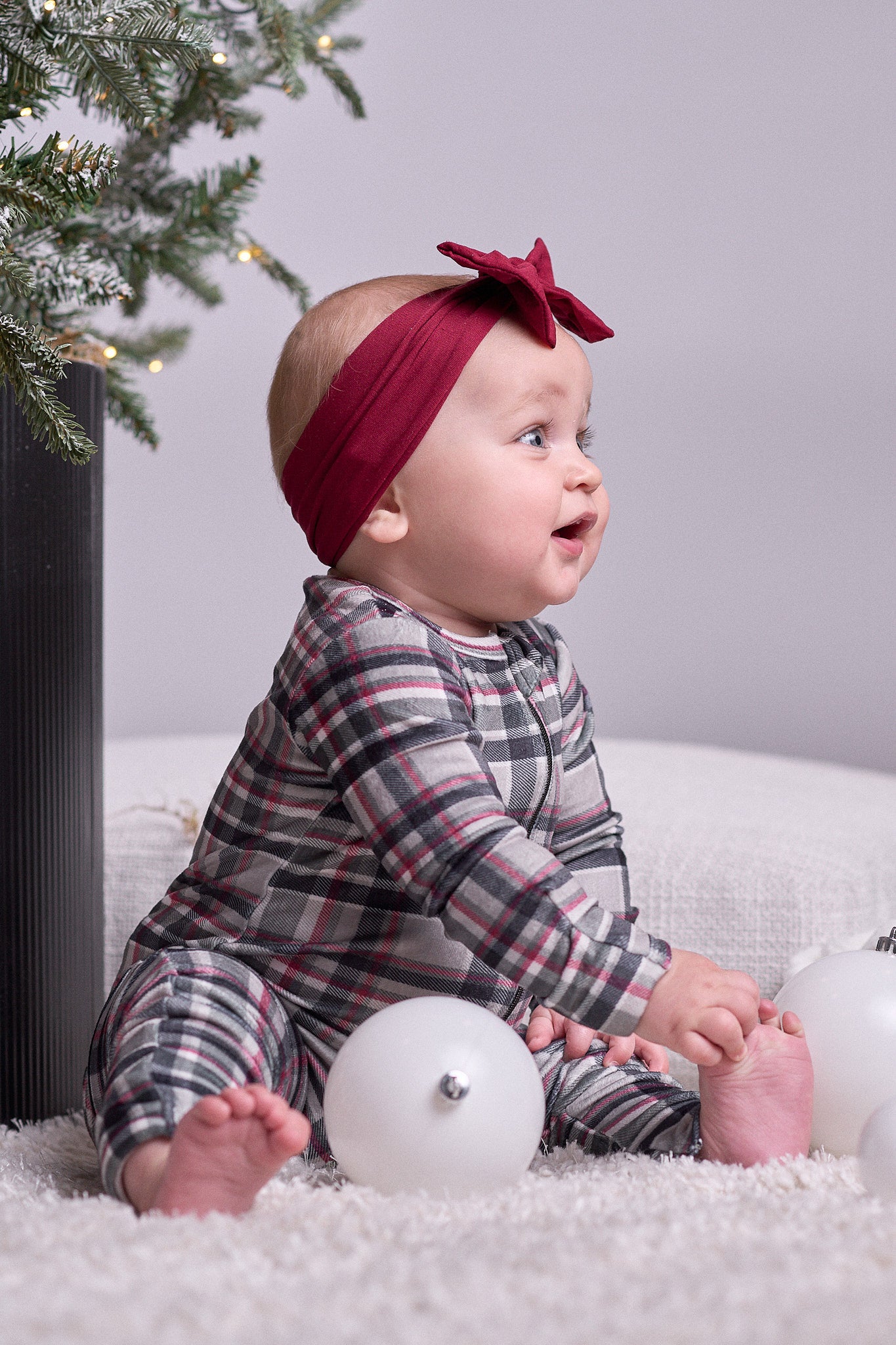 LB x Baby Breez Long Sleeve Romper Pajamas - Soft Plaid Pattern Baby Sleepwear for Boys & Girls - Perfect for Cozy Nights, Playdates and Family Photos