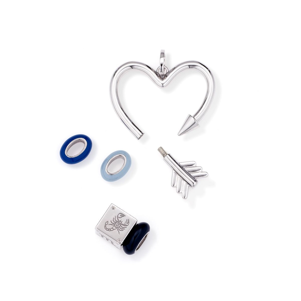 Sterling Silver Arrow Heart Hinged Charm for Big Beads - Perfect for DIY Jewelry Making, Bracelets & Necklaces