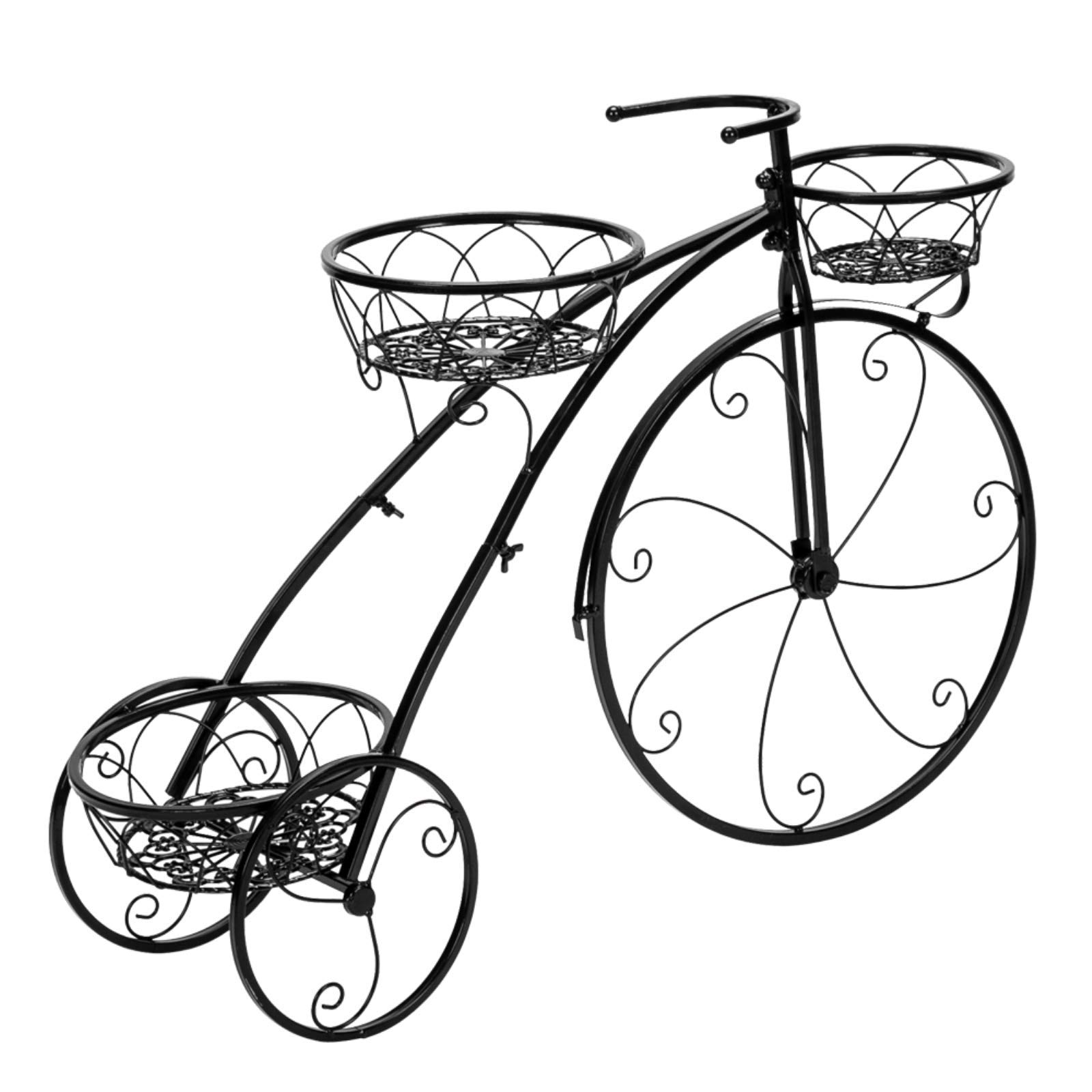 Vintage Bicycle-Shaped Flower Pot Stand - 3-Tier Black Metal Plant Shelf for Indoor/Outdoor Decor | Perfect for Home, Garden, Patio & Balcony Plant Display