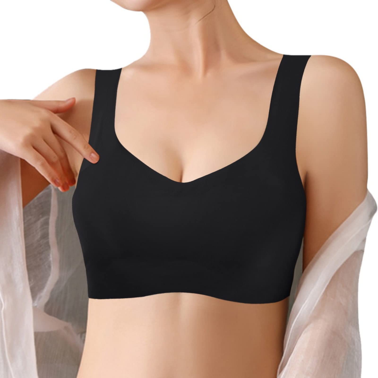 Women's Seamless Sports Bra - Ice Silk Soft Thin Push Up Workout Bra for Running, Yoga & Gym - Comfortable Sleep Top & Lingerie for Active Lifestyle