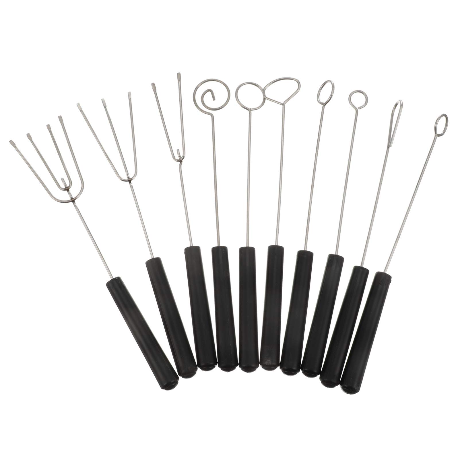 10-Piece Stainless Steel Chocolate Fondue Forks Set - Marshmallow Roasting, BBQ, Salad, Meat, Candy & Cake Dipping Tools for Baking, Parties & Outdoor Cooking