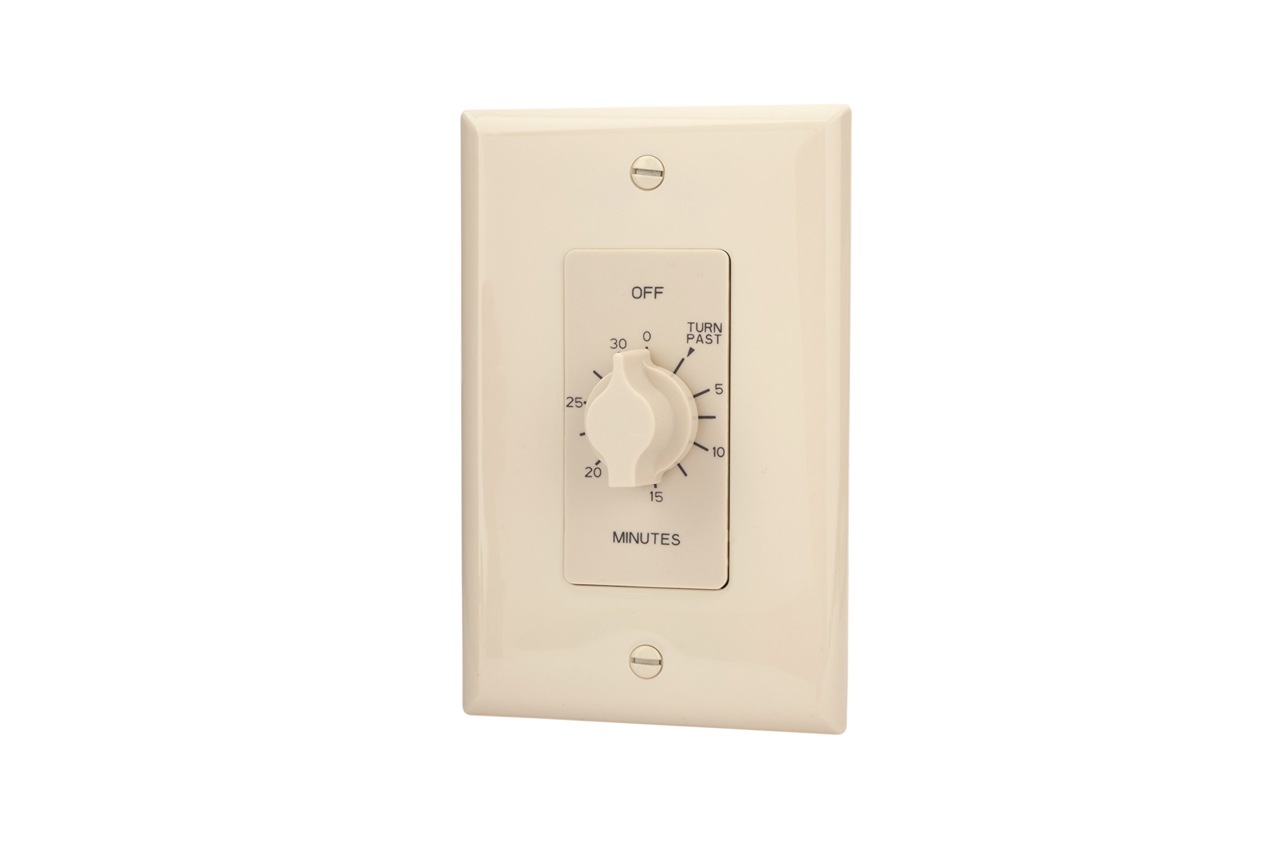 NSI A Series Springwound Auto Off In-Wall Timer Switch - 30 Minute Countdown, Light Almond Finish | Perfect for Bathroom Fans, Workshop Lights & Home Automation