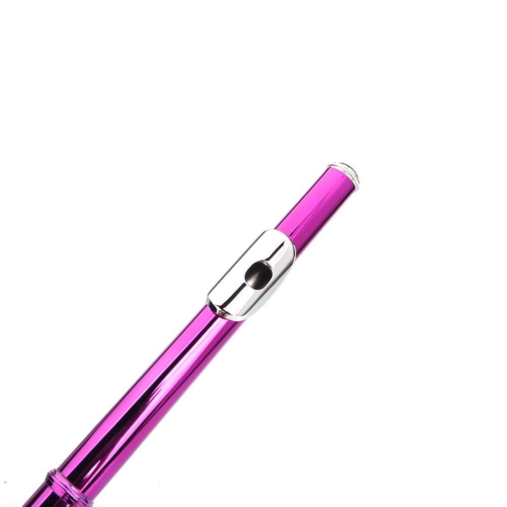 **16 Key Closed Hole C Flute for Beginners, Kids & Students - Cupronickel Flute with Joint Grease, Cleaning Rod & Rose Red Carrying Case - Perfect for School Bands, Music Lessons & Home Practice**