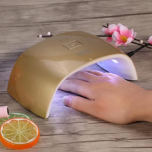 Professional LED Nail Lamp for Gel Polish Curing - 48W Fast Drying UV/LED Light with 4 Timer Settings, Gold Finish & US Plug - Perfect for Home Manicures, Nail Art Salon & DIY Gel Nail Extensions