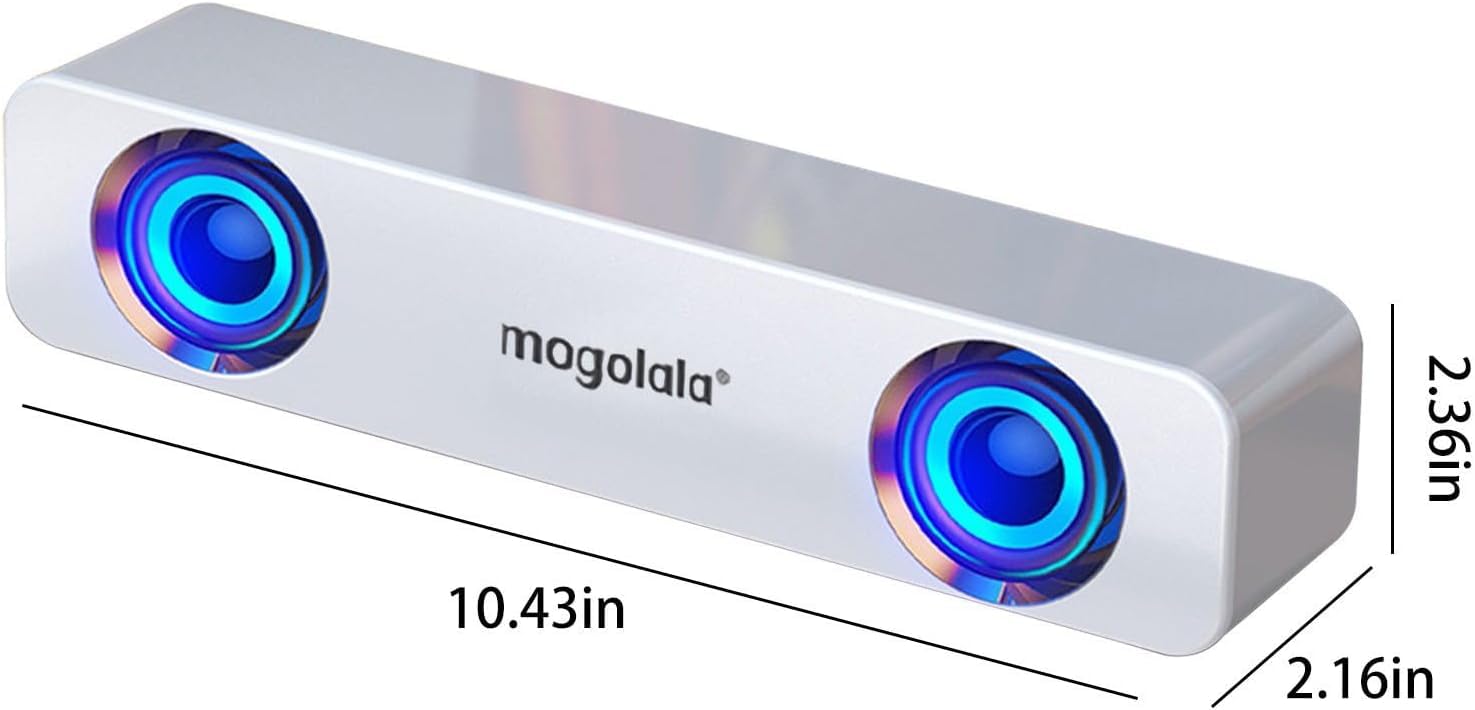 Wireless Bluetooth Computer Speakers with USB Power - Compact Desktop Audio System, Dual Stereo Sound & Built-in Subwoofer for PC, Laptop, TV, Gaming & Home Office (White) | Perfect for Music, Movies, Video Calls & Streaming | Enhance Work Productivity, Gaming Experience & Home Theater Setup | Ideal for Zoom Meetings, Online Classes & Relaxing Background Music | Great for Small Spaces, Dorm Rooms & Workstations