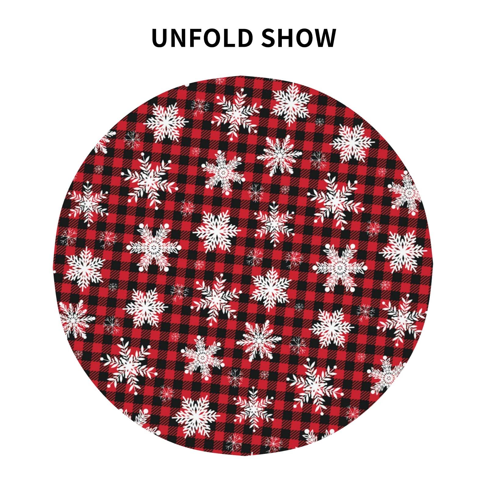 60 Inch Red Black Buffalo Plaid Christmas Tablecloth - Waterproof Polyester Holiday Table Cover with Snowflake Design for Dining Room, Kitchen, Party, Picnic & Patio Decor | Festive Winter & Xmas Decorations