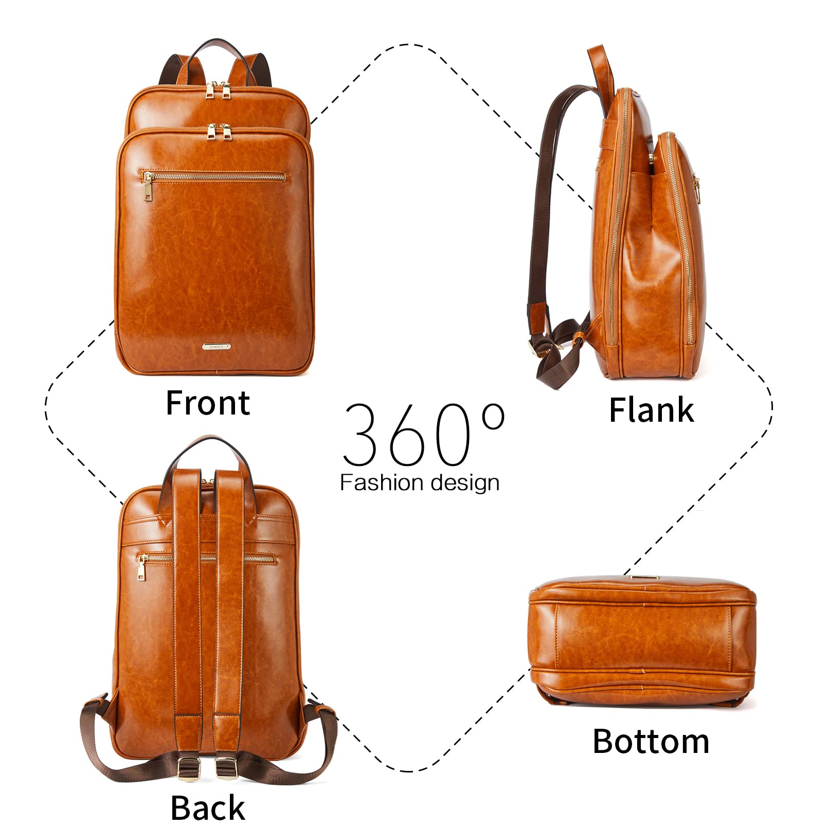 Telena Women's Laptop Backpack - Stylish 15.6 Inch Computer Bag for Work, College & Travel - Durable Casual Business Backpack (Brown) - Perfect for Office, School & Daily Commute